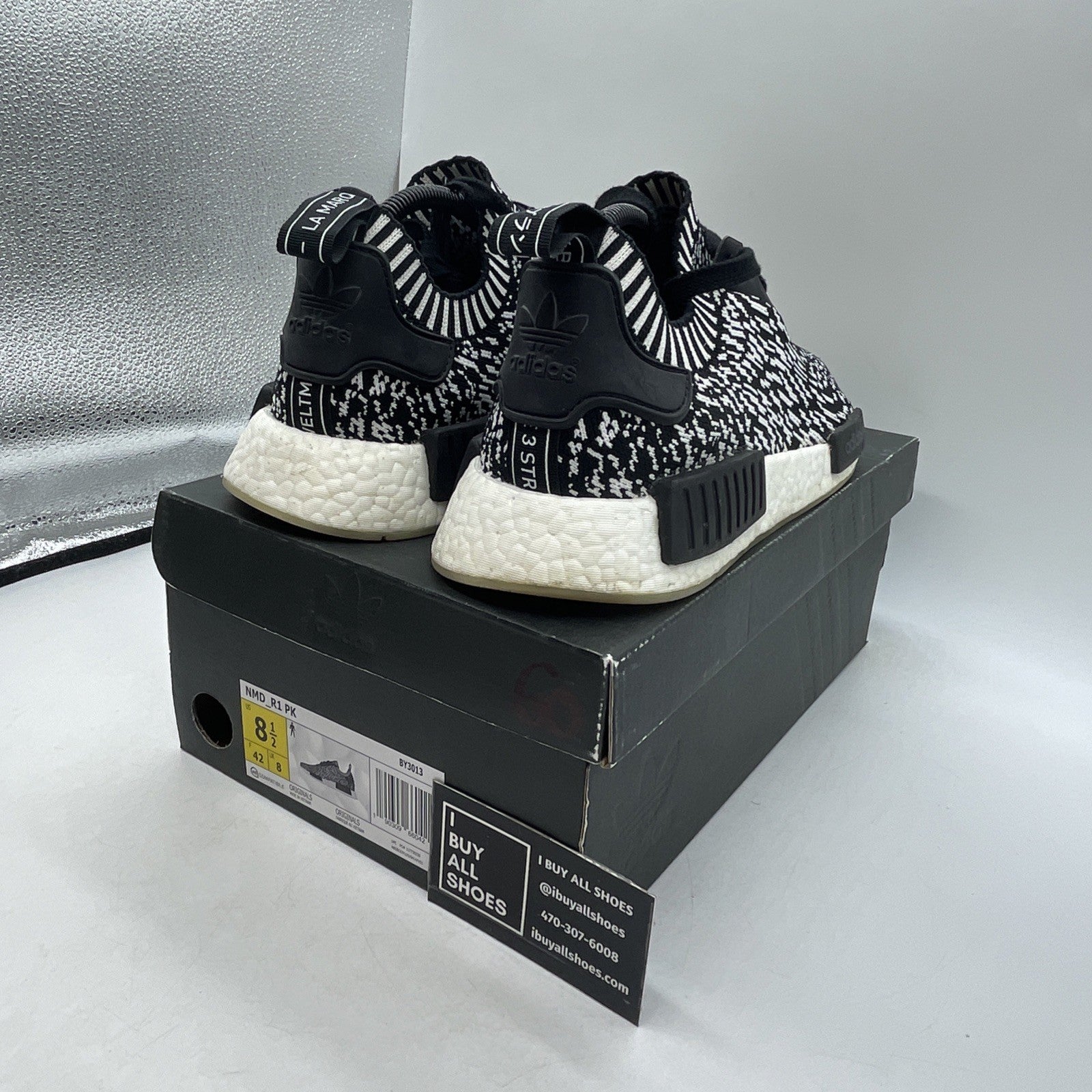 Size 8.5 - Adidas NMD_R1 Primeknit Zebra (BY3013)