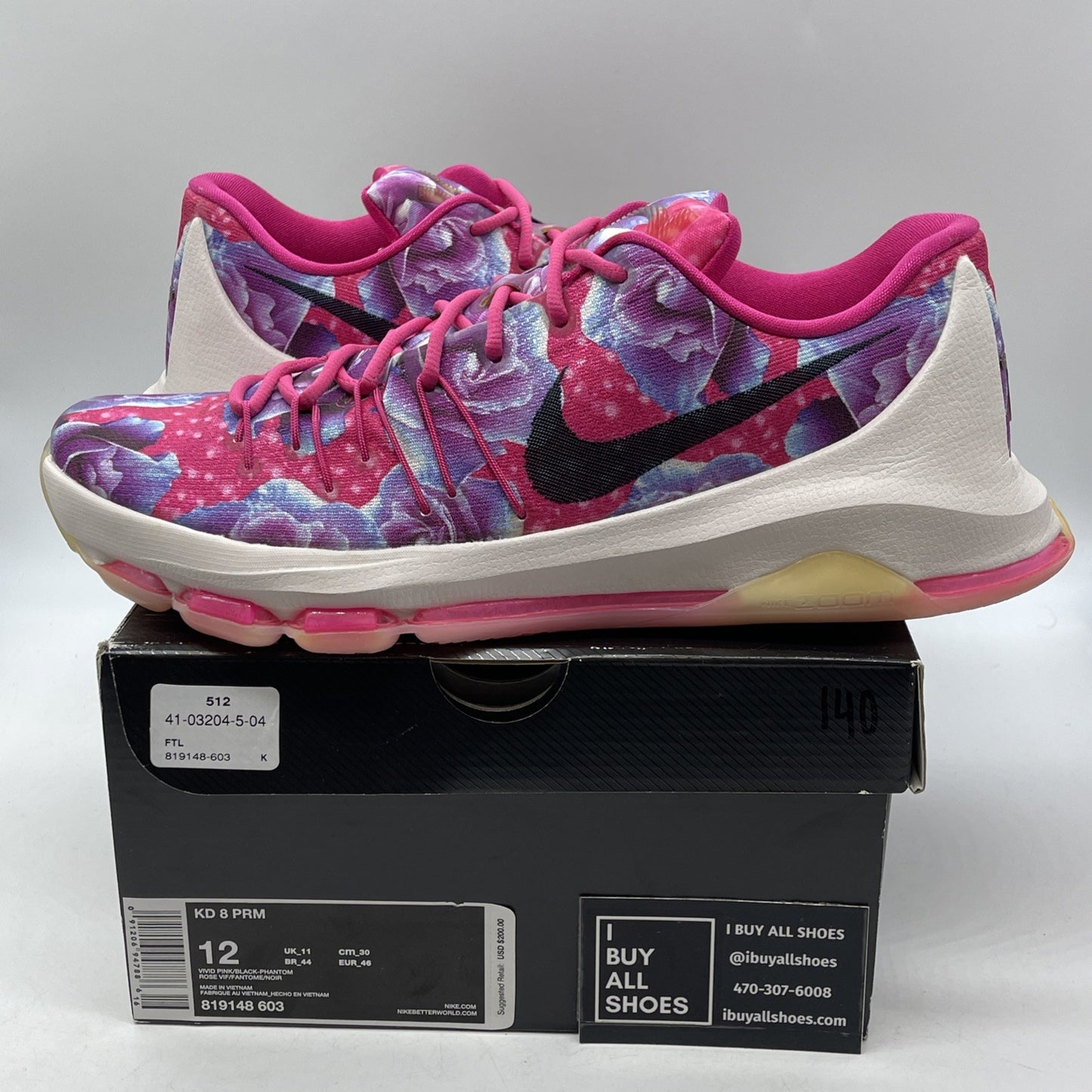 Size 12 - Nike KD 8 Aunt Pearl Pink Purple White Black Suede (819148-603)