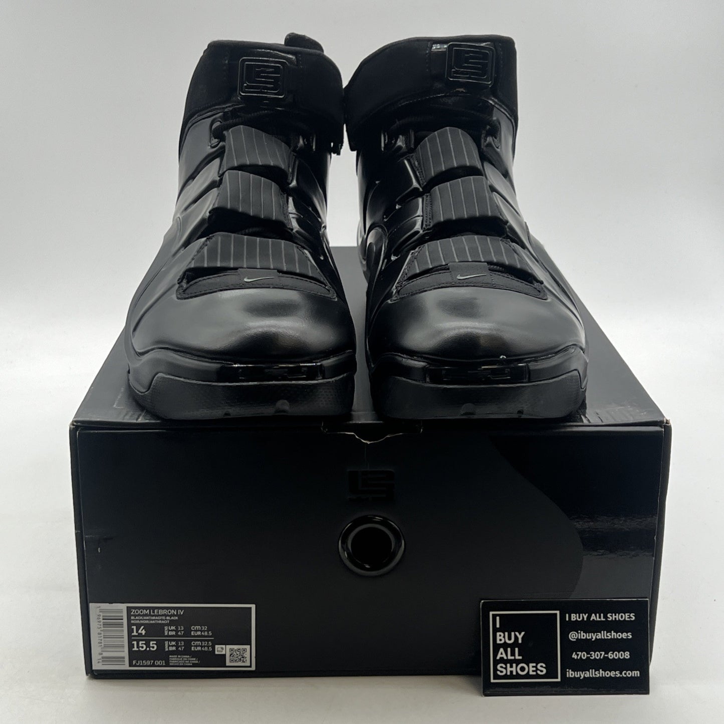 Size 14 - Nike Lebron IV 4 Mens Black Anthracite Triple Black Shoes (FJ1597-001)