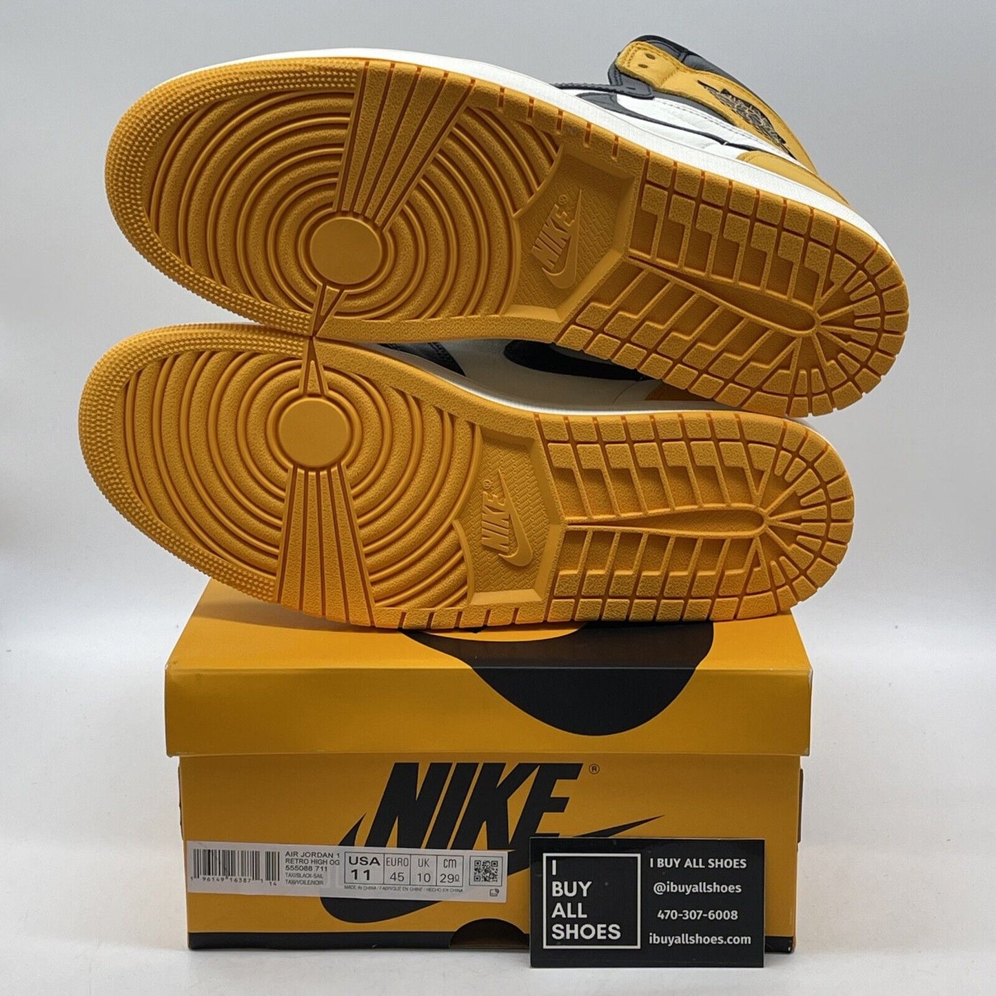 Size 11 - Jordan 1 Retro OG High Yellow Toe White Black Leather (555088-711)