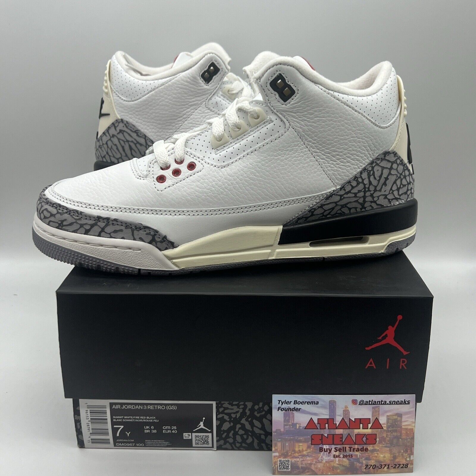 Nike Jordan 3 Retro White Cement Reimagined (DM0967-100) Grade School Size 7Y