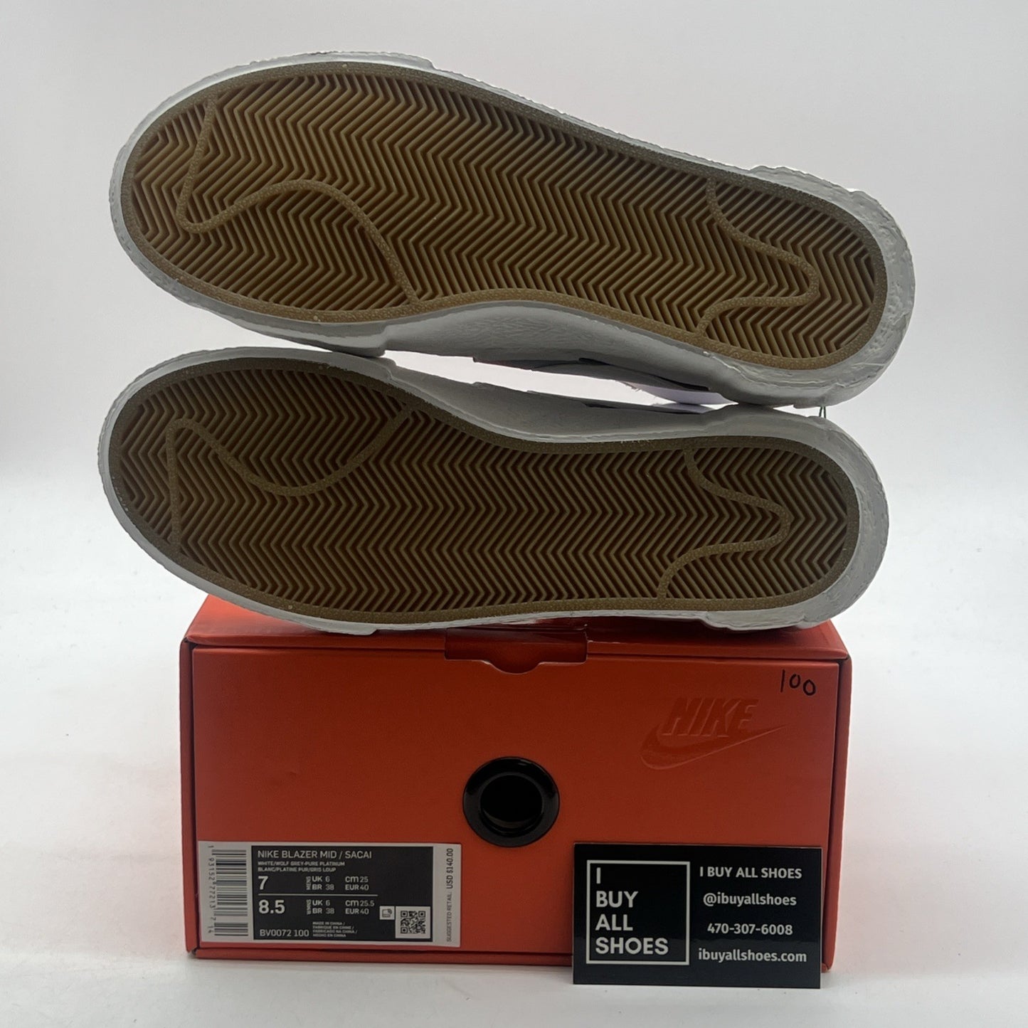 Size 7 - Nike sacai x Blazer Mid White Grey (BV0072-100)