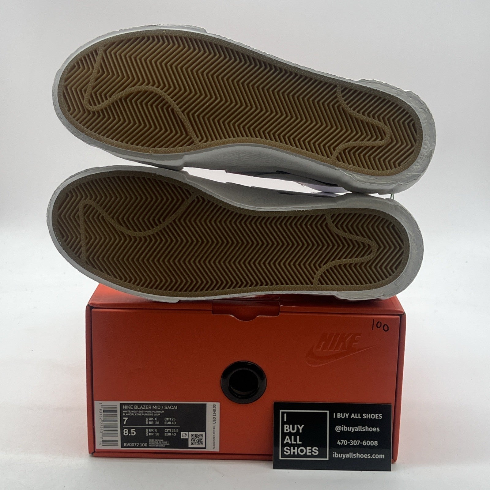 Size 7 - Nike sacai x Blazer Mid White Grey (BV0072-100)