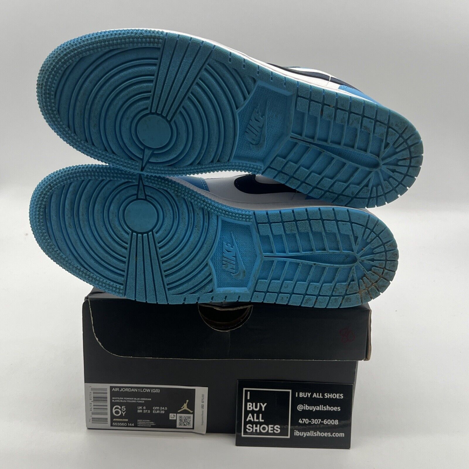 Size 9.5 - Air Jordan 1 Low UNC 2021 Black/University Blue/White (553560-144)