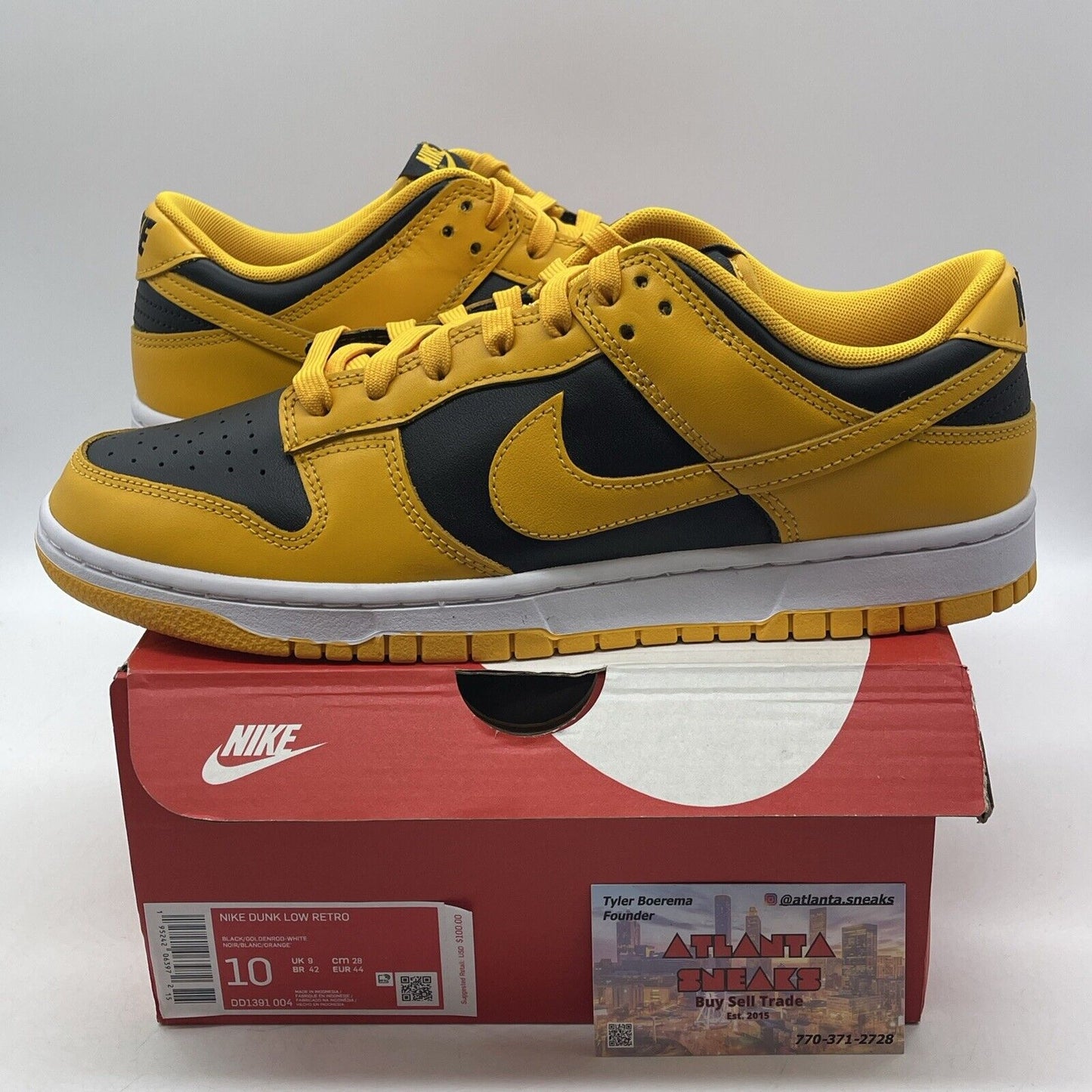 Size 10 - Nike Dunk Low Goldenrod Yellow Black White Leather (DD1391-004)