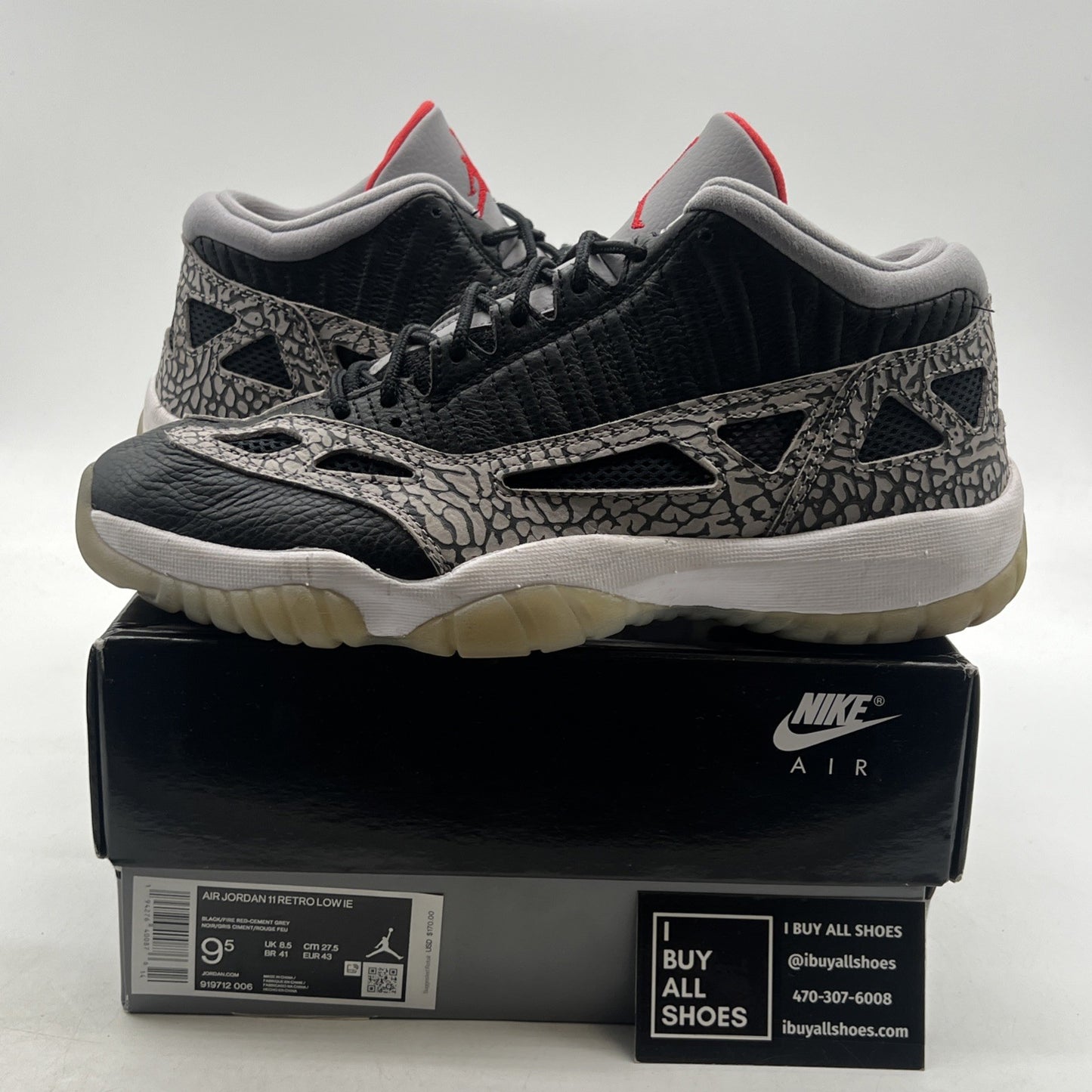 Size 9.5 - Air Jordan 11 Retro IE Low Black Cement (919712-006)