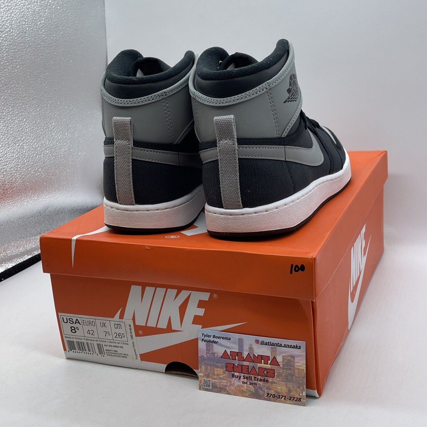 Size 8.5 - Jordan AJKO Retro High Shadow Grey Black Suede Leather (638471-003)