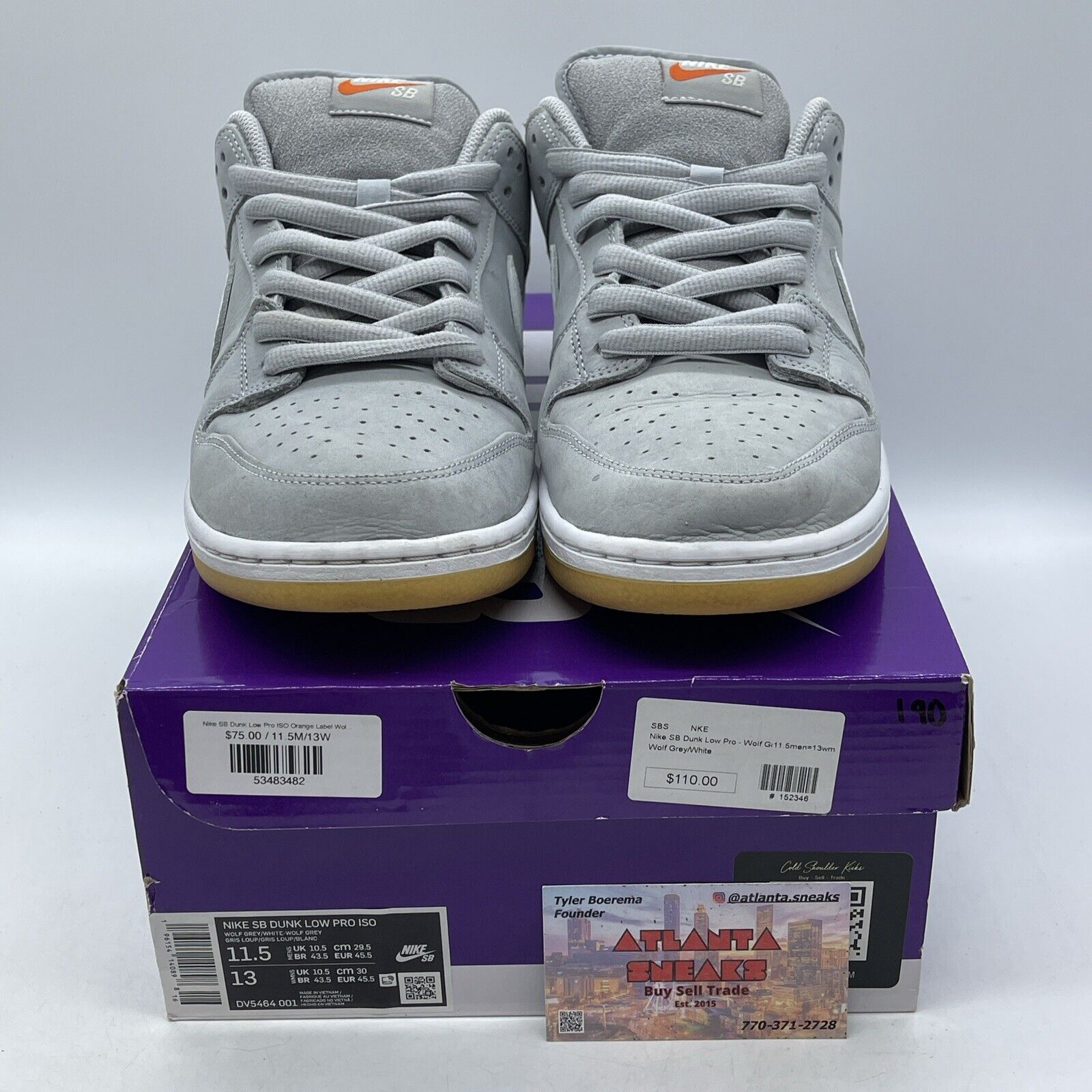 Size 11.5 - Nike SB Dunk Low Wolf Grey Gum White Brown Leather (DV5464-001)
