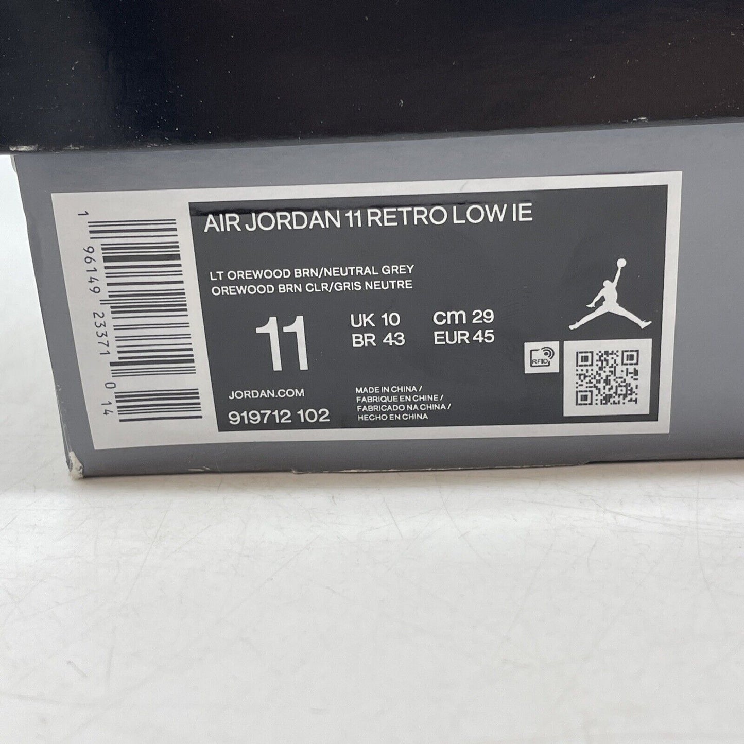 Size 11 - Air Jordan 11 Retro IE Low Light Orewood Brown Grey (919712-102)