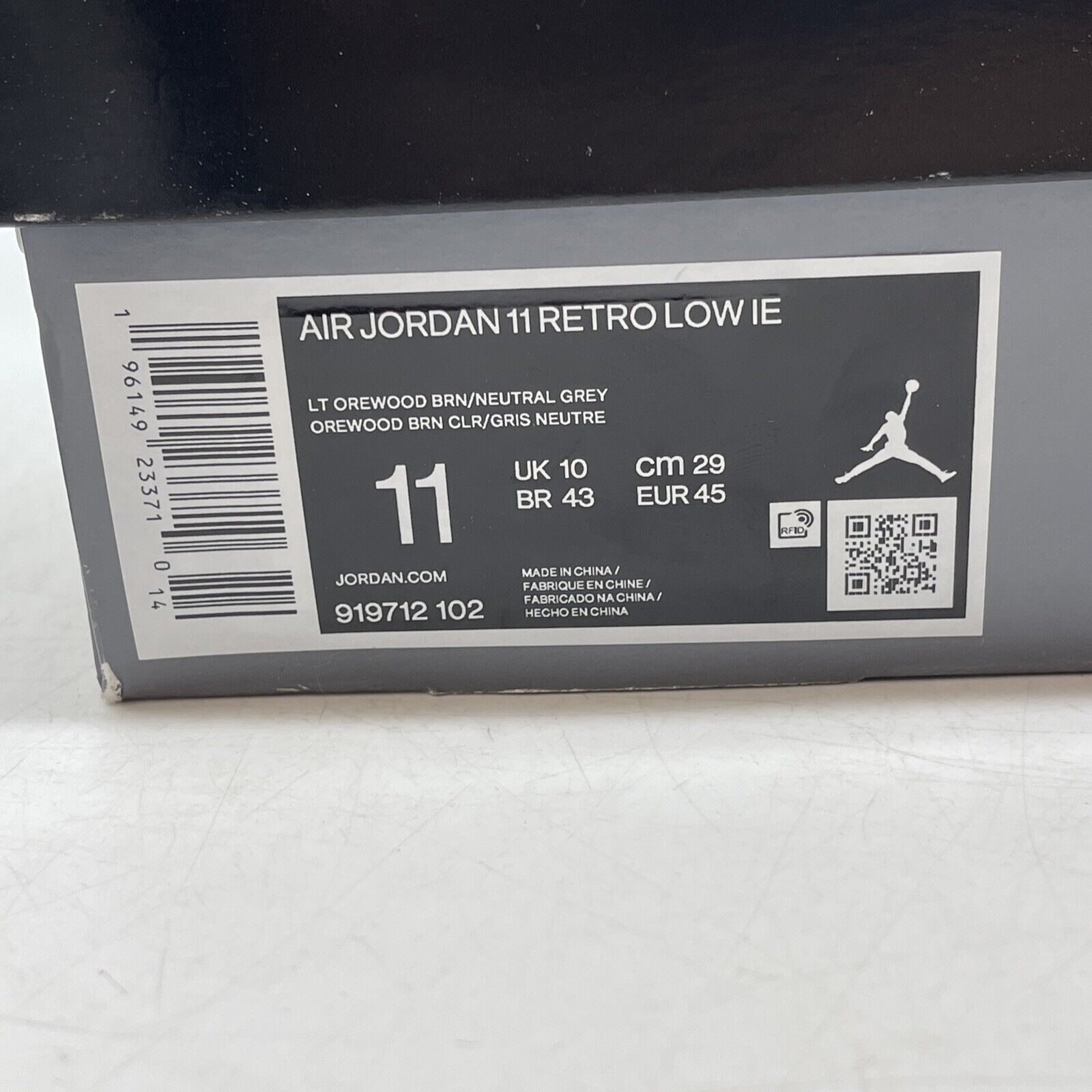 Size 11 - Air Jordan 11 Retro IE Low Light Orewood Brown Grey (919712-102)