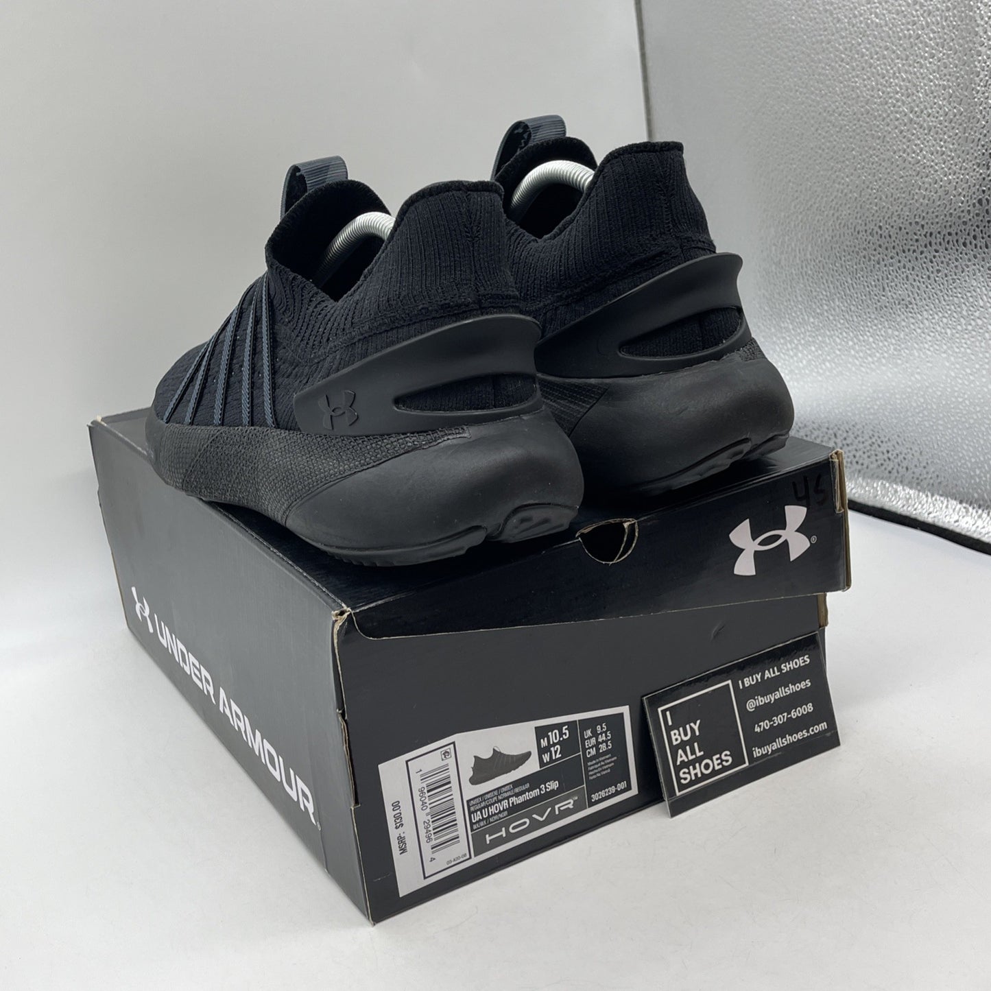 Size 12W - Under Armour HOVR Phantom 3 Slip Triple Black Suede (3026239-001)