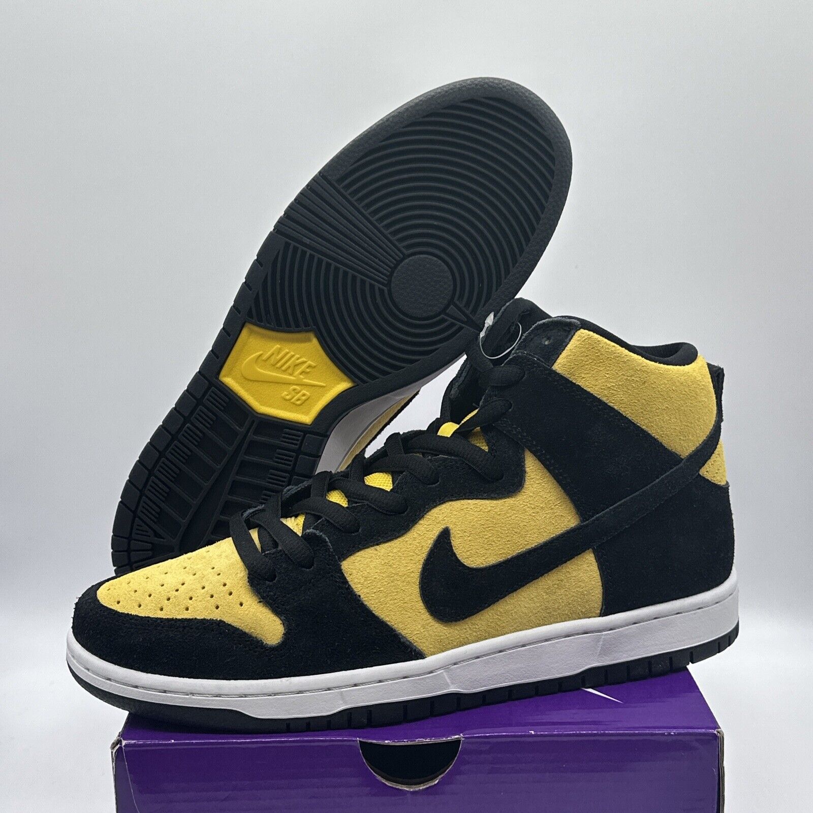 Size 10 - Nike SB Dunk High Black/Varsity Maize