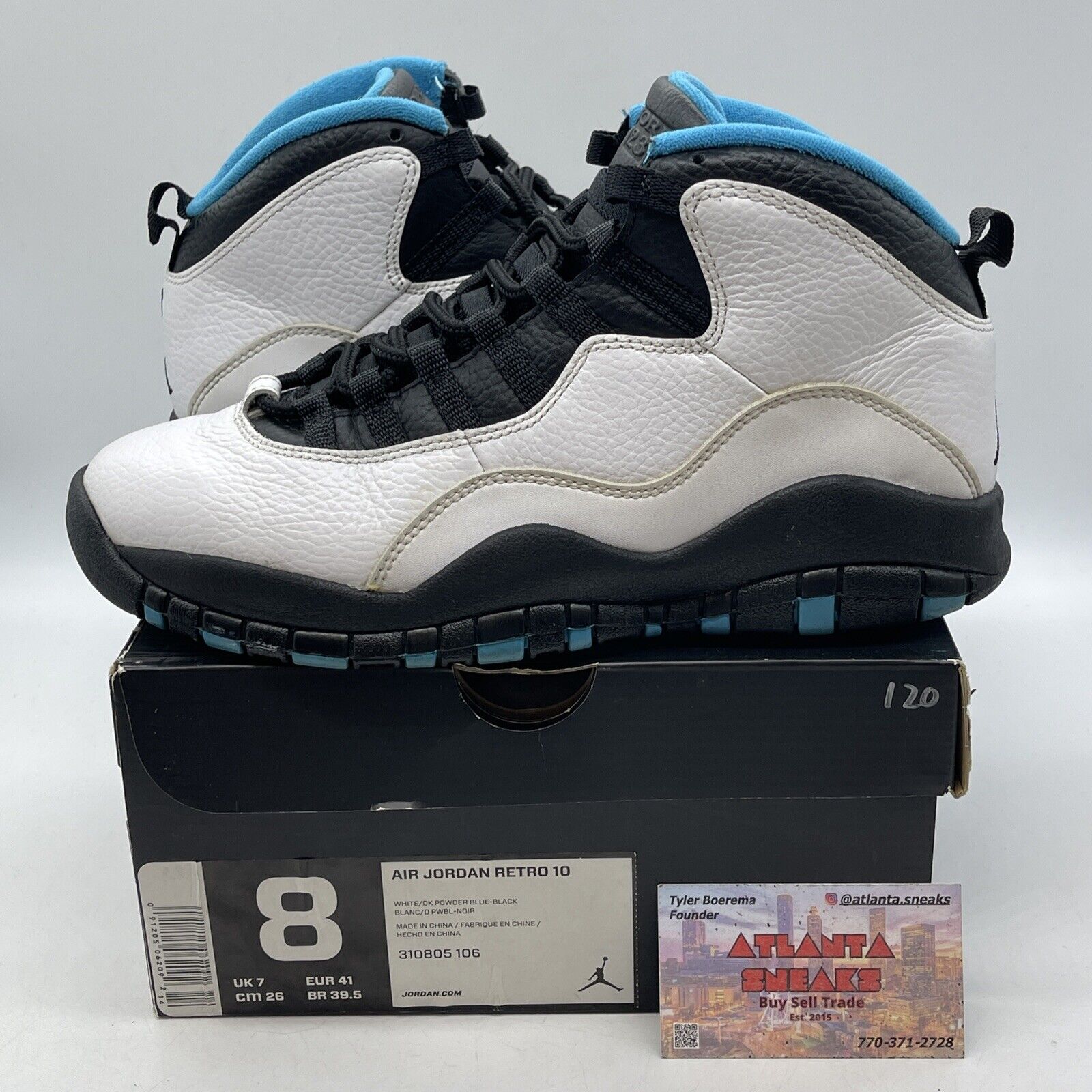 Size 8 - Air Jordan 10 Retro 2014 Powder Blue White Black Leather (310805-106