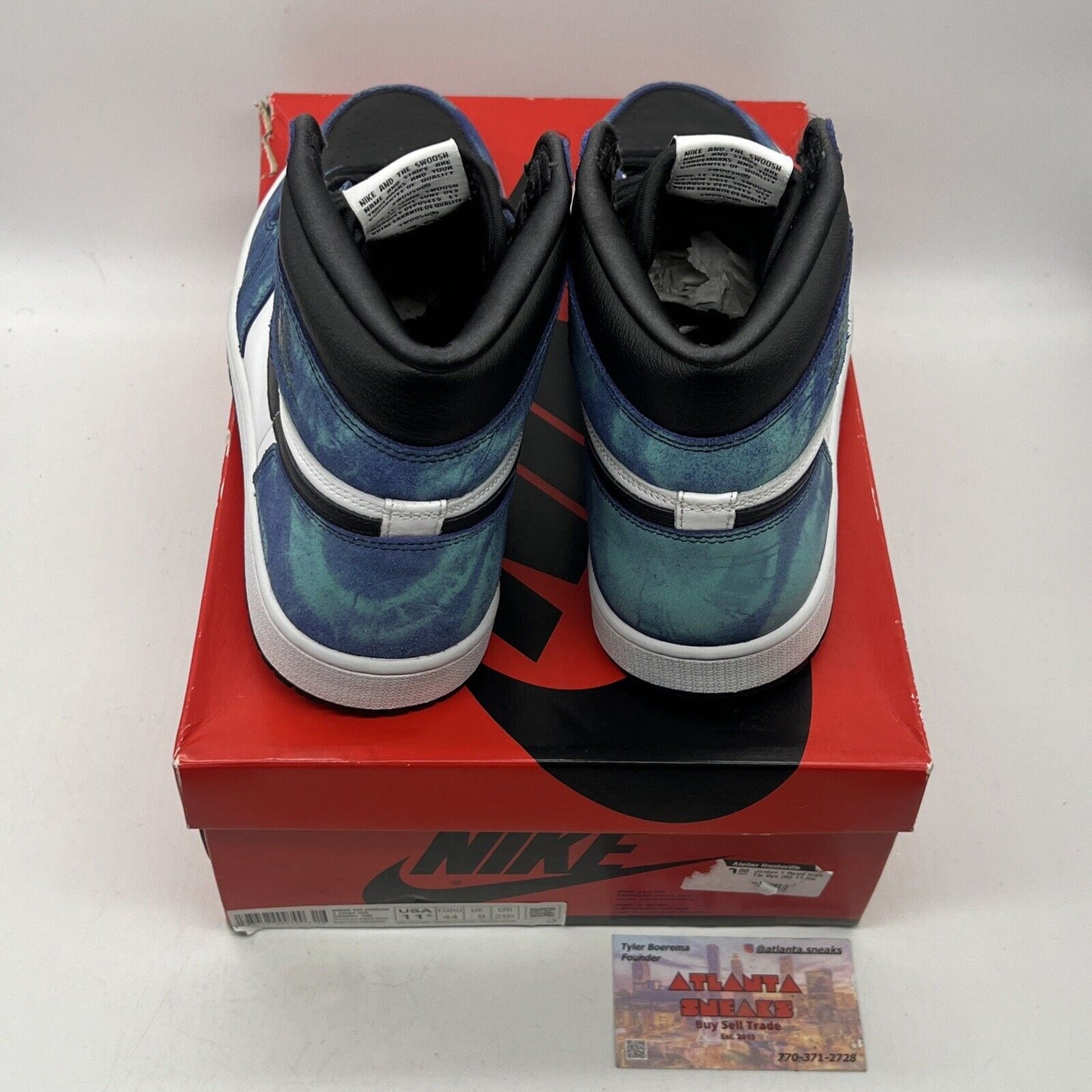 Size 11.5 - Air Jordan 1 Retro OG Tie-Dye W Black White Blue Leather CD0461-100