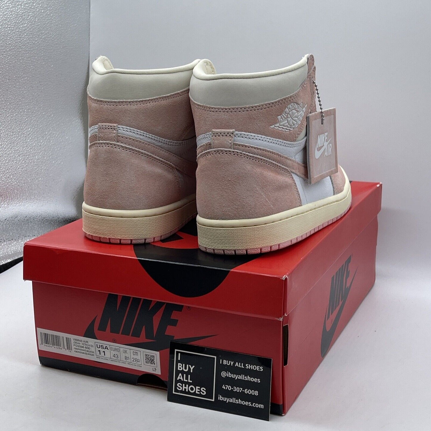 Size 11W - Air Jordan 1 Retro OG High Washed Pink White Leather Suede FD2596-600