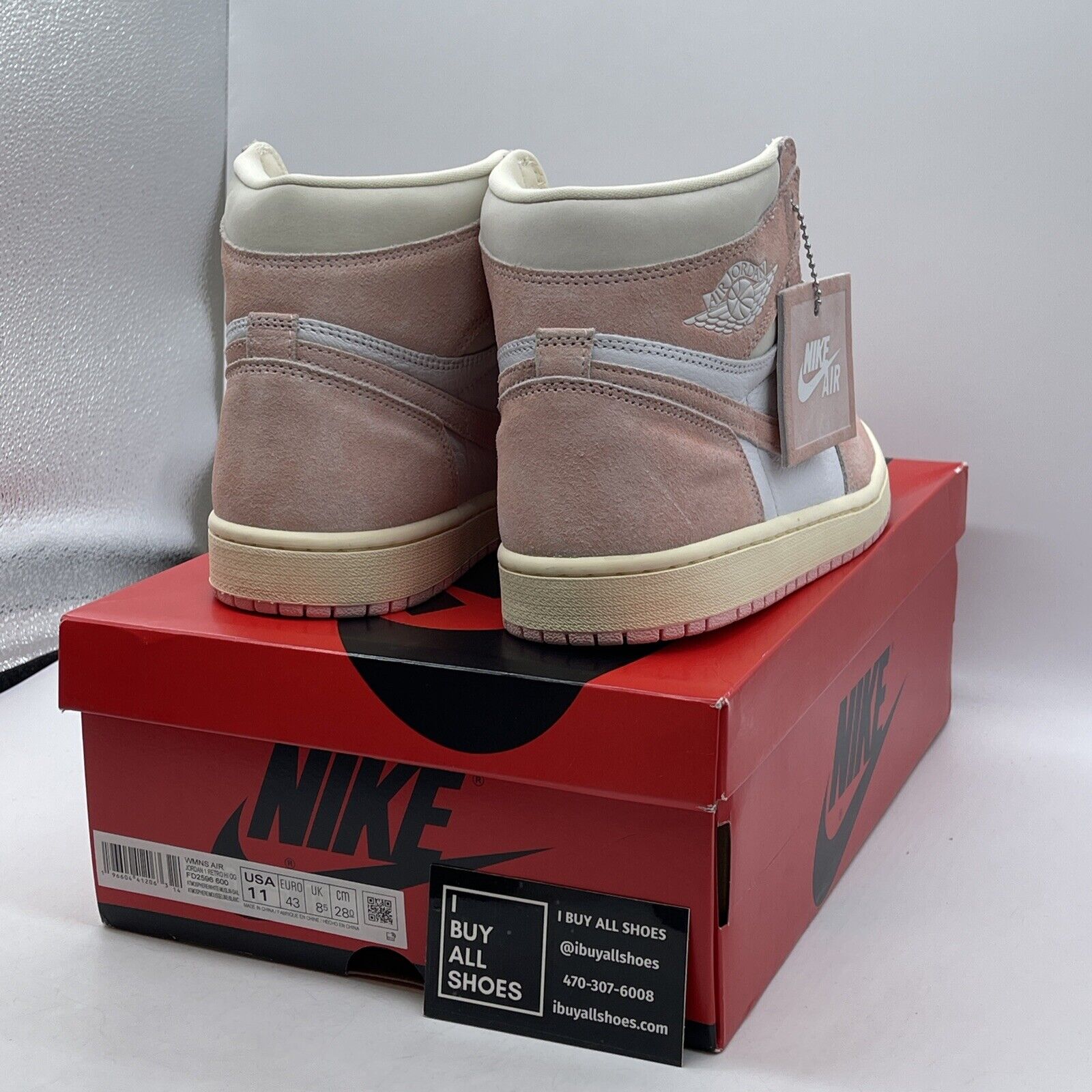 Size 11W - Air Jordan 1 Retro OG High Washed Pink White Leather Suede FD2596-600