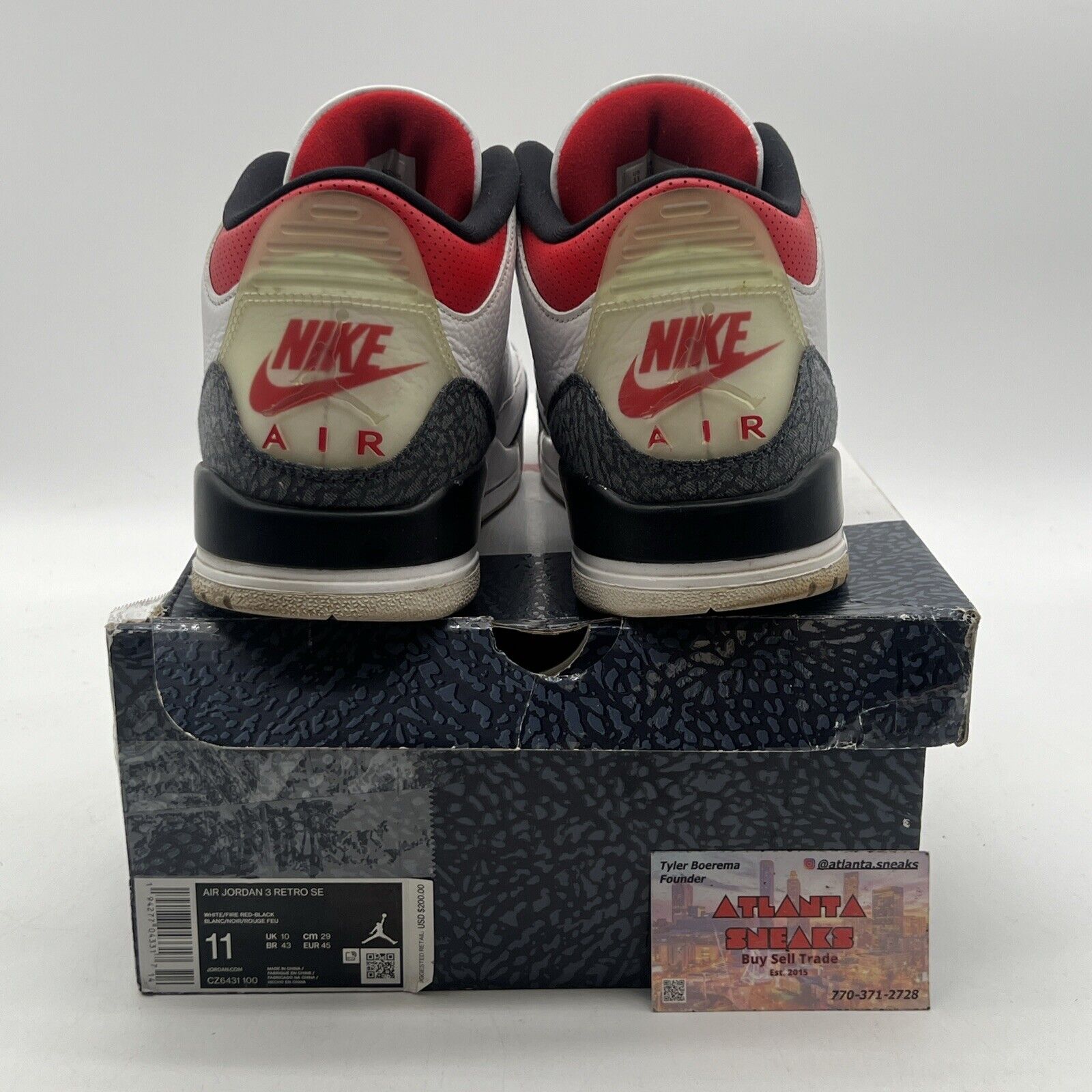 Size 11 - Jordan 3 Retro Denim SE Fire Red 2020 White Red Navy (CZ6431-100)