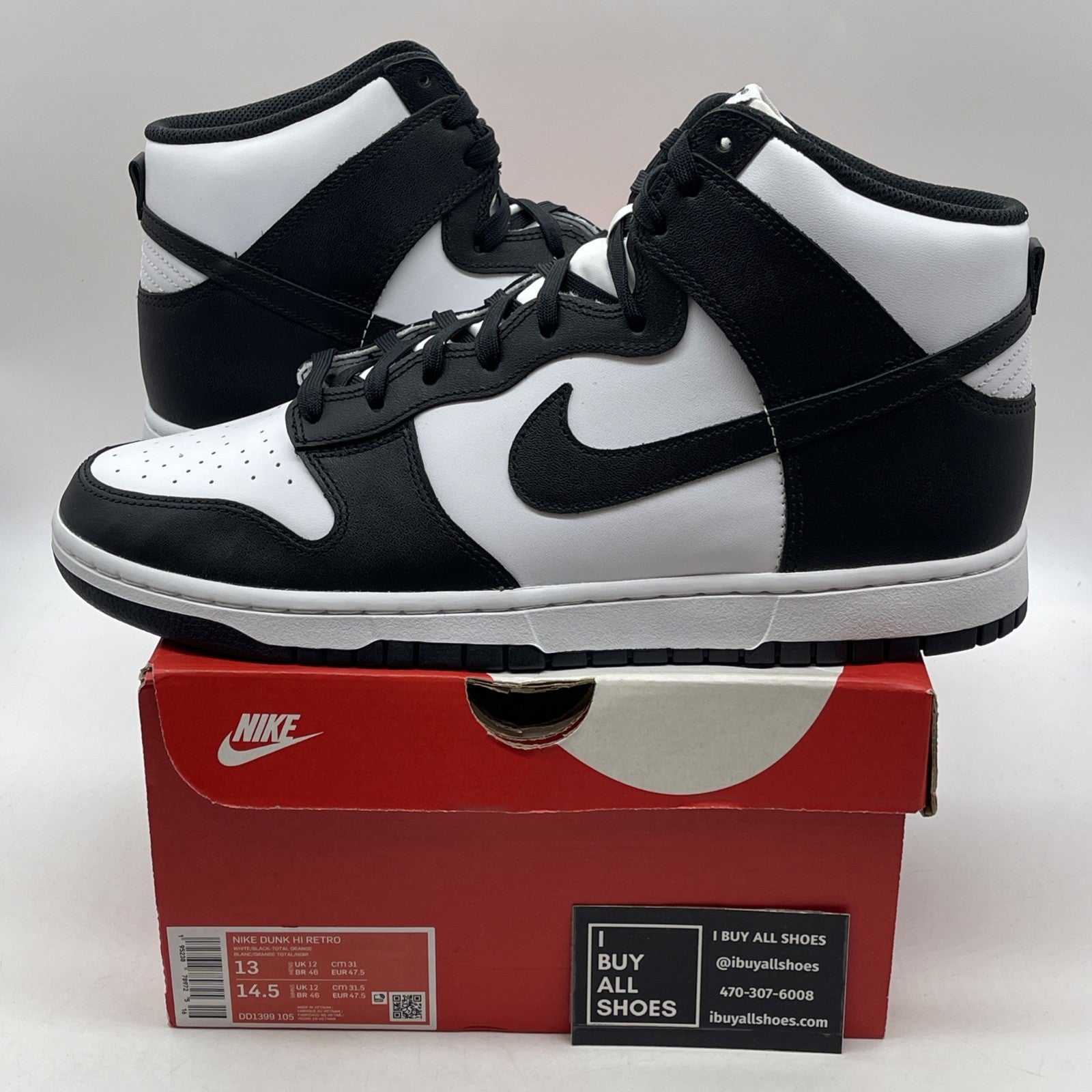 Size 13 - Nike Dunk High Black White (DD1399105)
