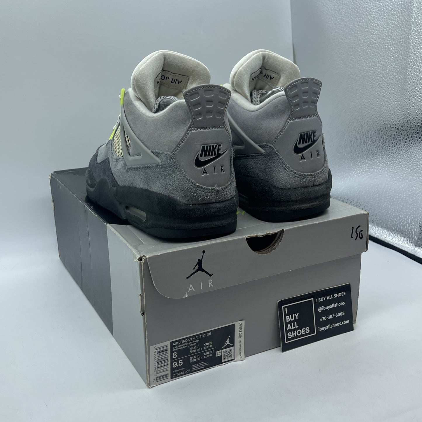 Size 8 - Jordan 4 Retro SE Mid Neon 95 Grey Black Suede (CT5342-007)