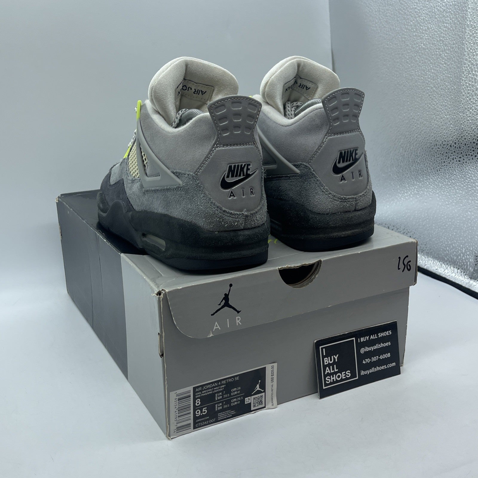 Size 8 - Jordan 4 Retro SE Mid Neon 95 Grey Black Suede (CT5342-007)