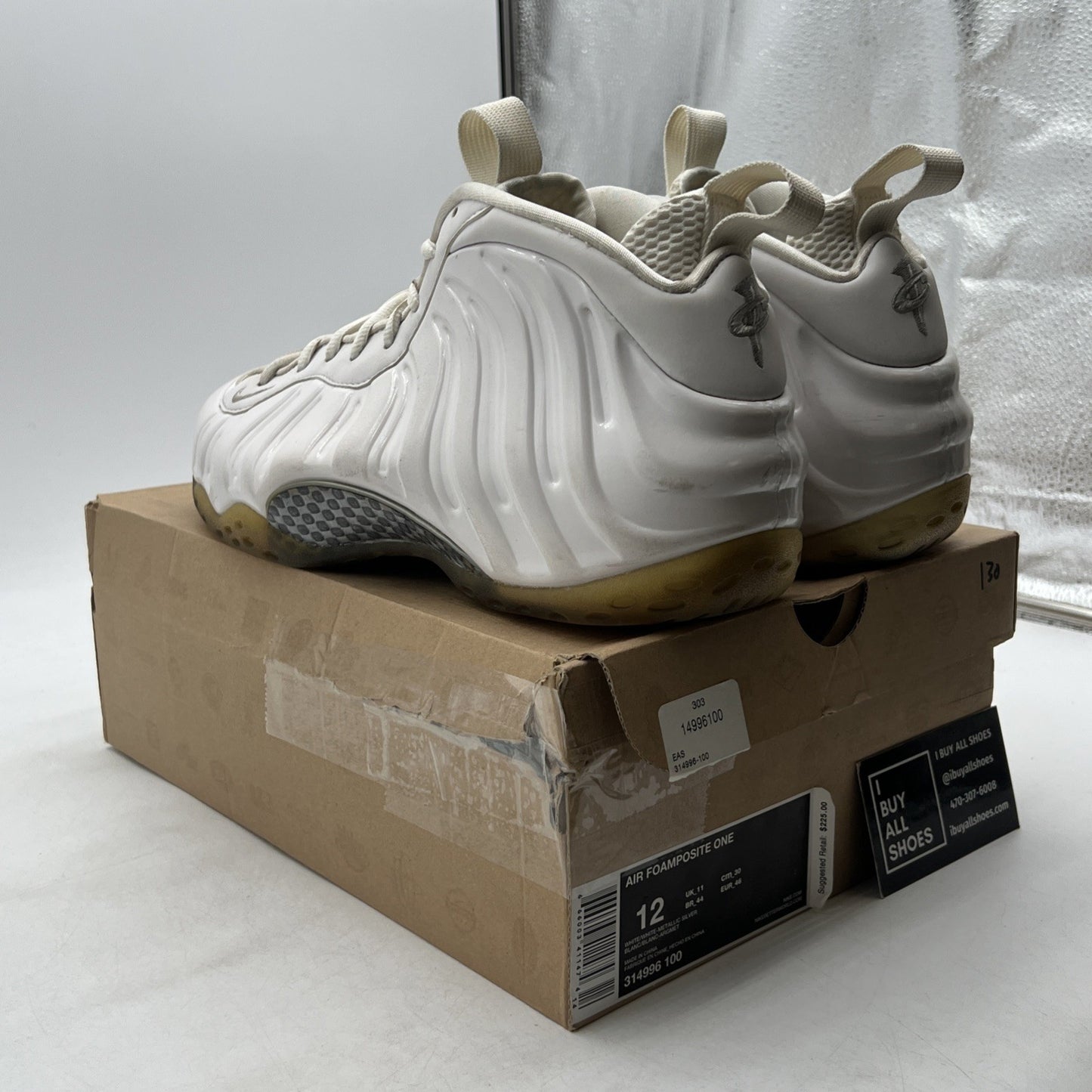 Size 12 - Nike Air Foamposite One White-Out (314996-100)