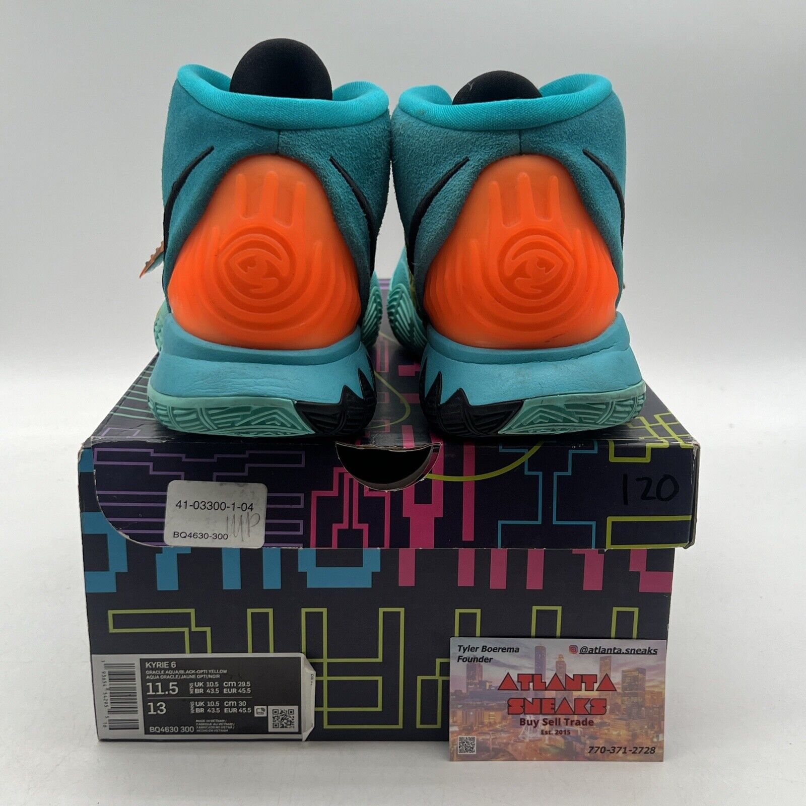 Size 11.5 - Nike Kyrie 6 Oracle Aqua Black Orange Aqua (BQ4630-300)