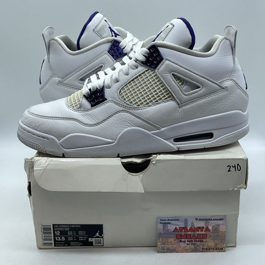 Size 12 - Jordan 4 Retro Mid Purple Metallic White Leather (CT8527-115)