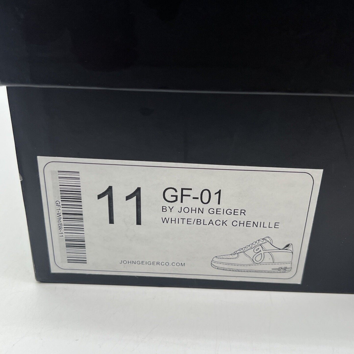 Size 11 - John Geiger GF-01 White Pebbled Leather Black Chenille GF 01