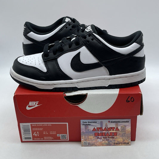 Size 4.5Y - Dunk Low GS Black white Leather  (CW1590-100)
