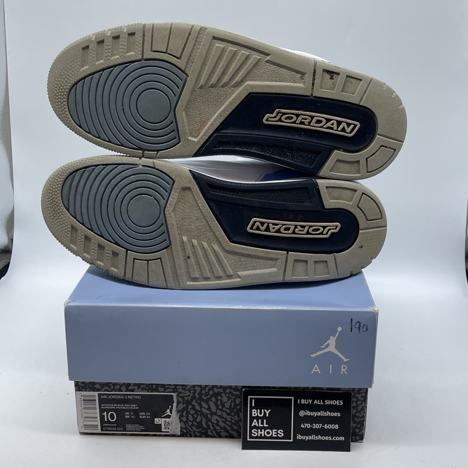 Size 10 - Jordan 3 Retro Mid UNC Blue White Grey Suede Leather (CT8532-104)