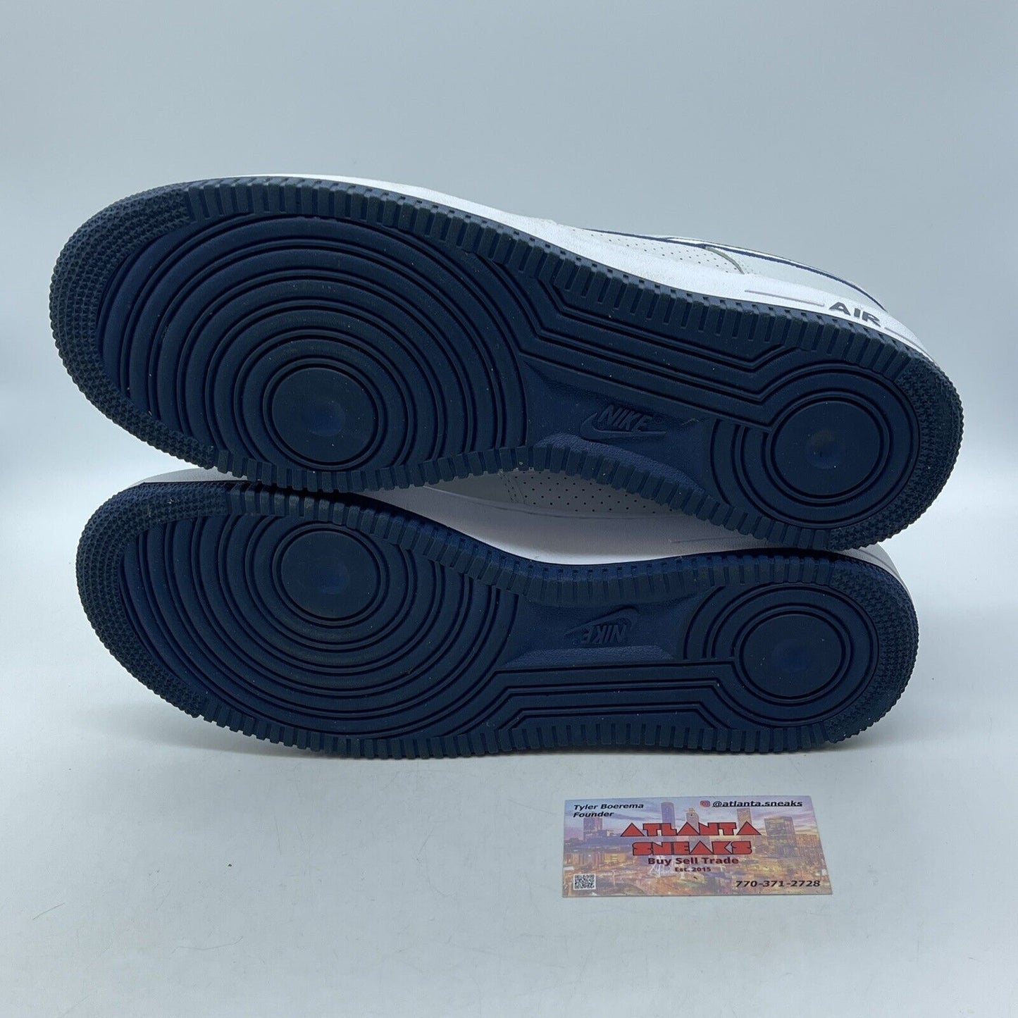 Size 12 - Nike Air Force 1 Low Embroidered Swoosh Photon Dust Navy (FJ4211002)