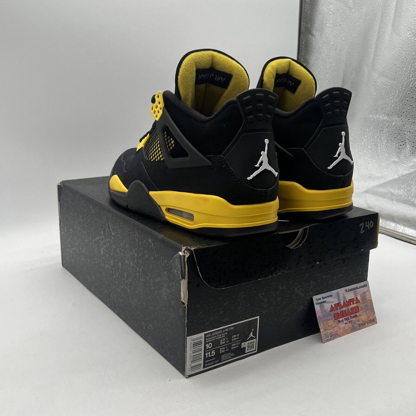 Size 10 - Jordan 4 Retro Mid Thunder Black Yellow Suede (DH6927-017)