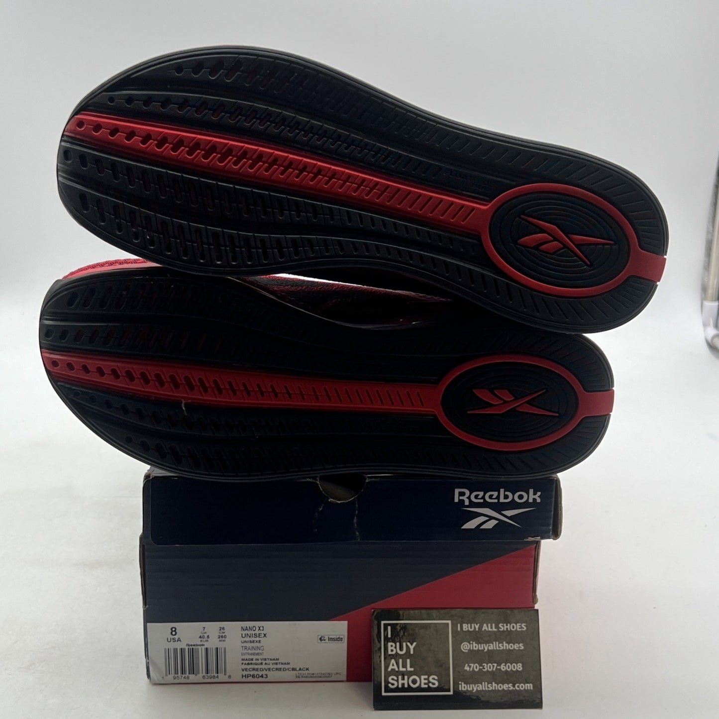 Size 8 - Reebok Nano X3 Mens Vector Red Black Lace Up Athletic Cross Training T3