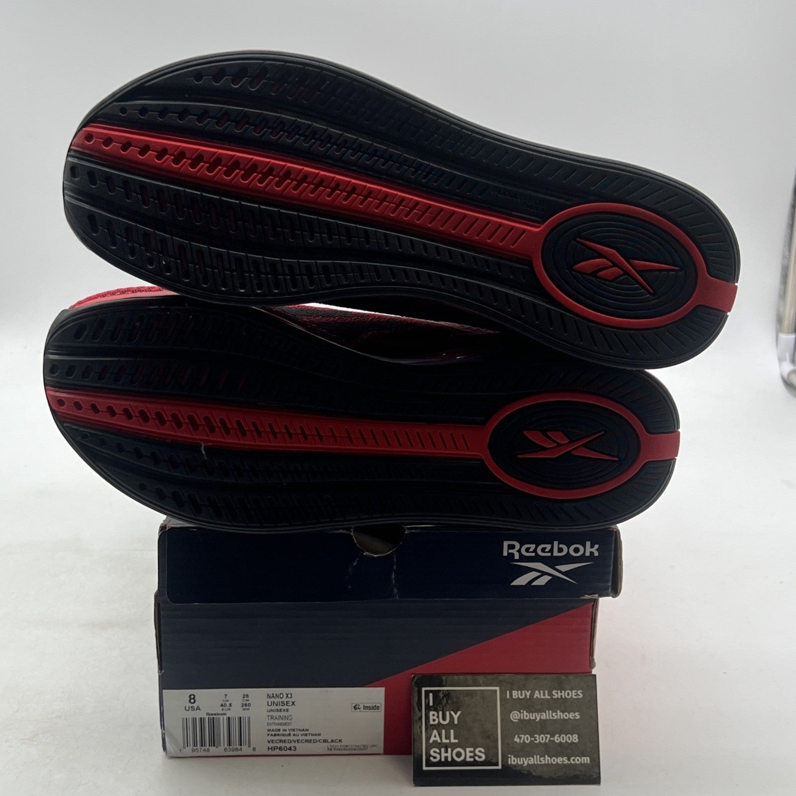 Size 8 - Reebok Nano X3 Mens Vector Red Black Lace Up Athletic Cross Training T3
