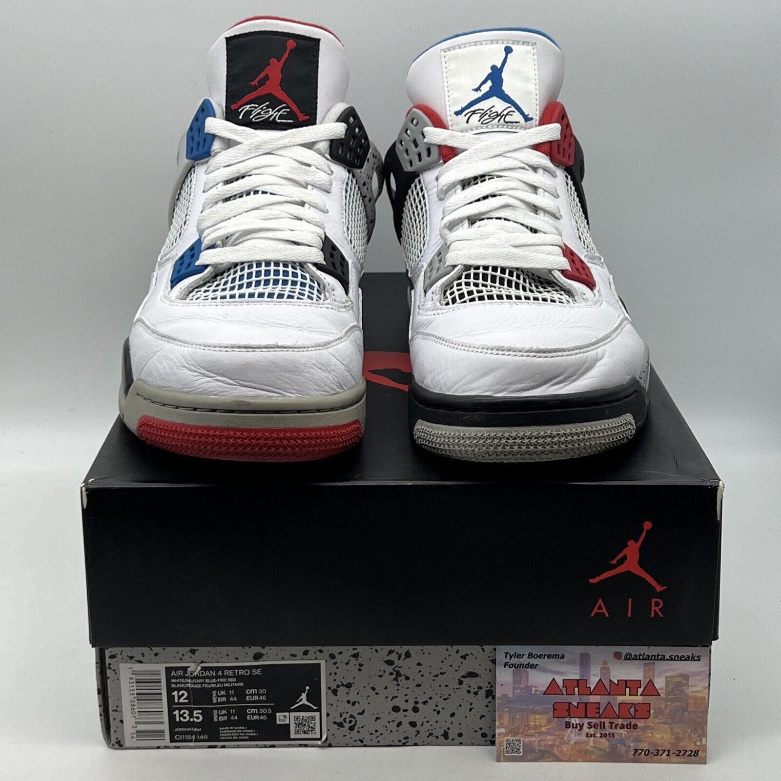 Size 12 - Jordan 4 Retro SE Mid What The 4 White Black Grey Red (CI1184-146)