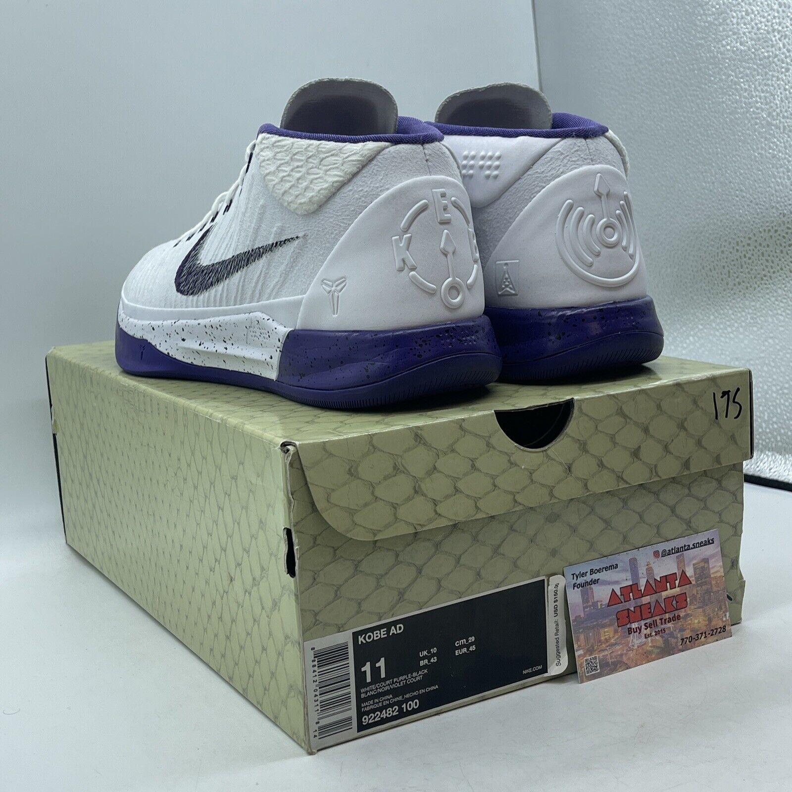 Size 11 - Nike Kobe AD Mid Baseline White Purple Black Suede (922482-100)