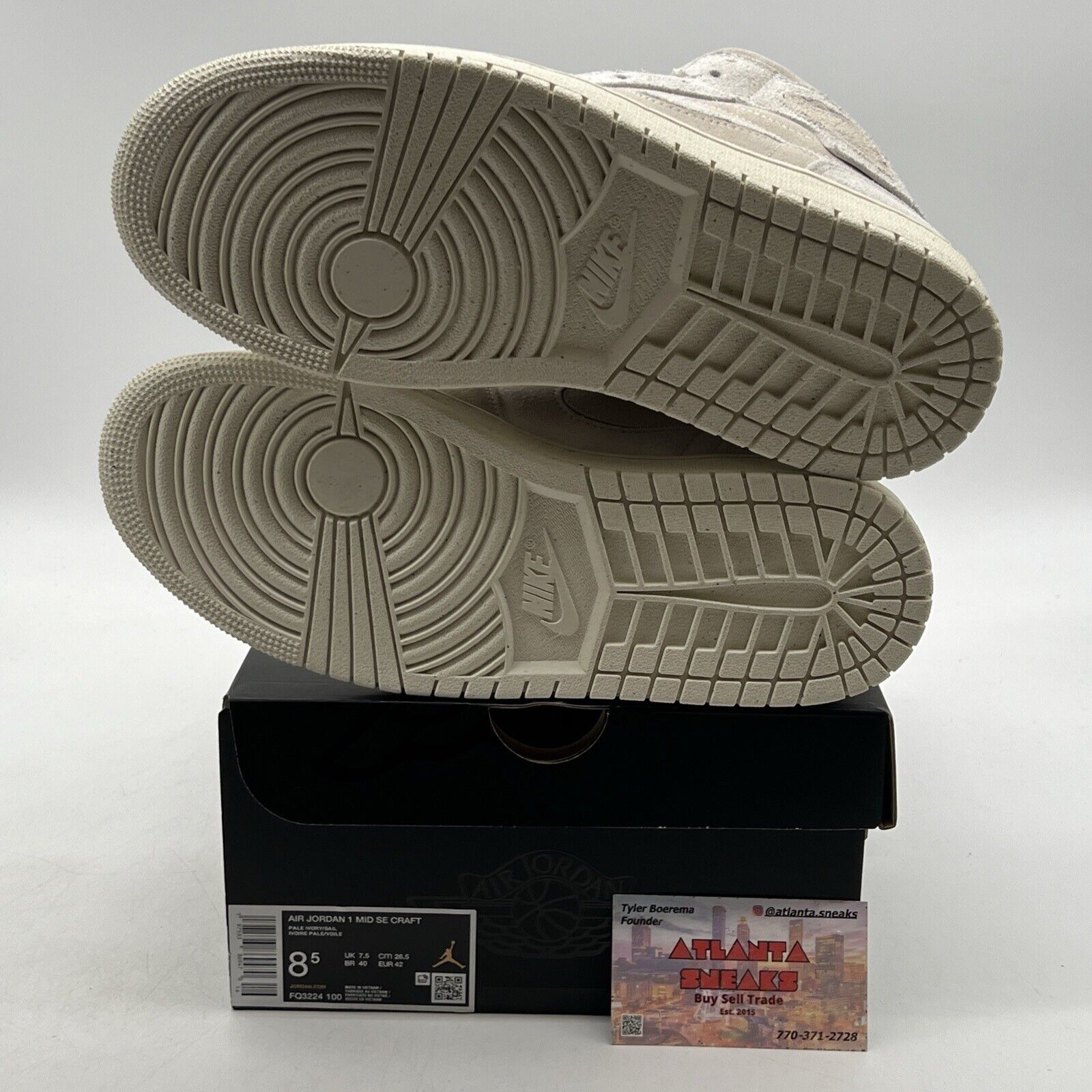 Size 8.5 - Air Jordan 1 SE Craft Mid Pale Ivory Suede (FQ3224-100).