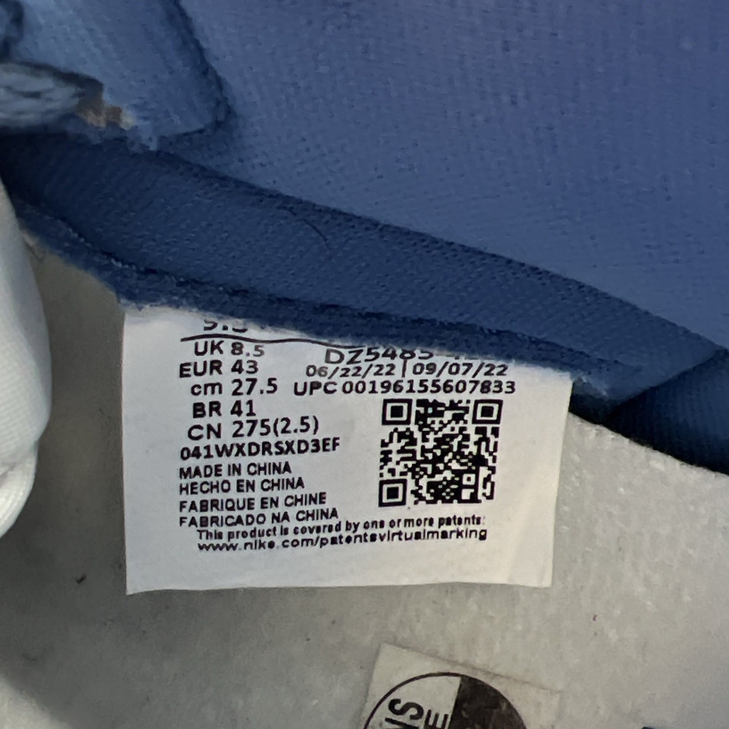 Size 9.5 - Air Jordan 1 Retro OG High True Blue (DZ5485-410)