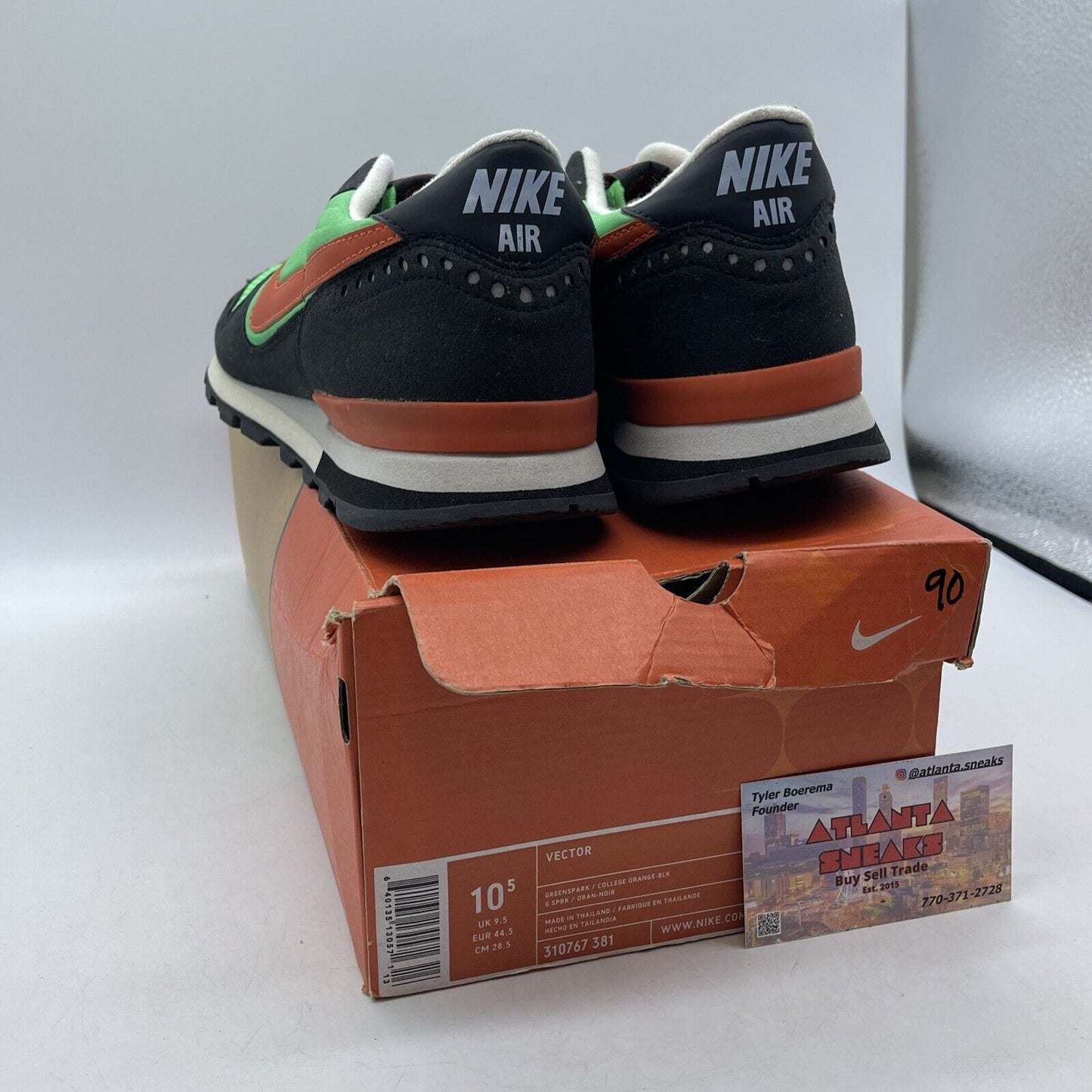 Size 10.5 - Nike Vector Green Black Orange Suede Leather  (310767-381)