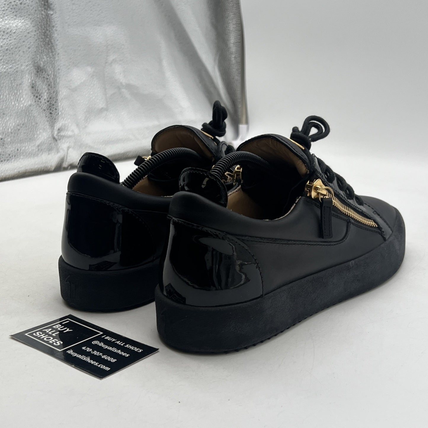 Size 43 - GIUSEPPE ZANOTTI LEATHER GOLD ZIPPERS LOW TOPS