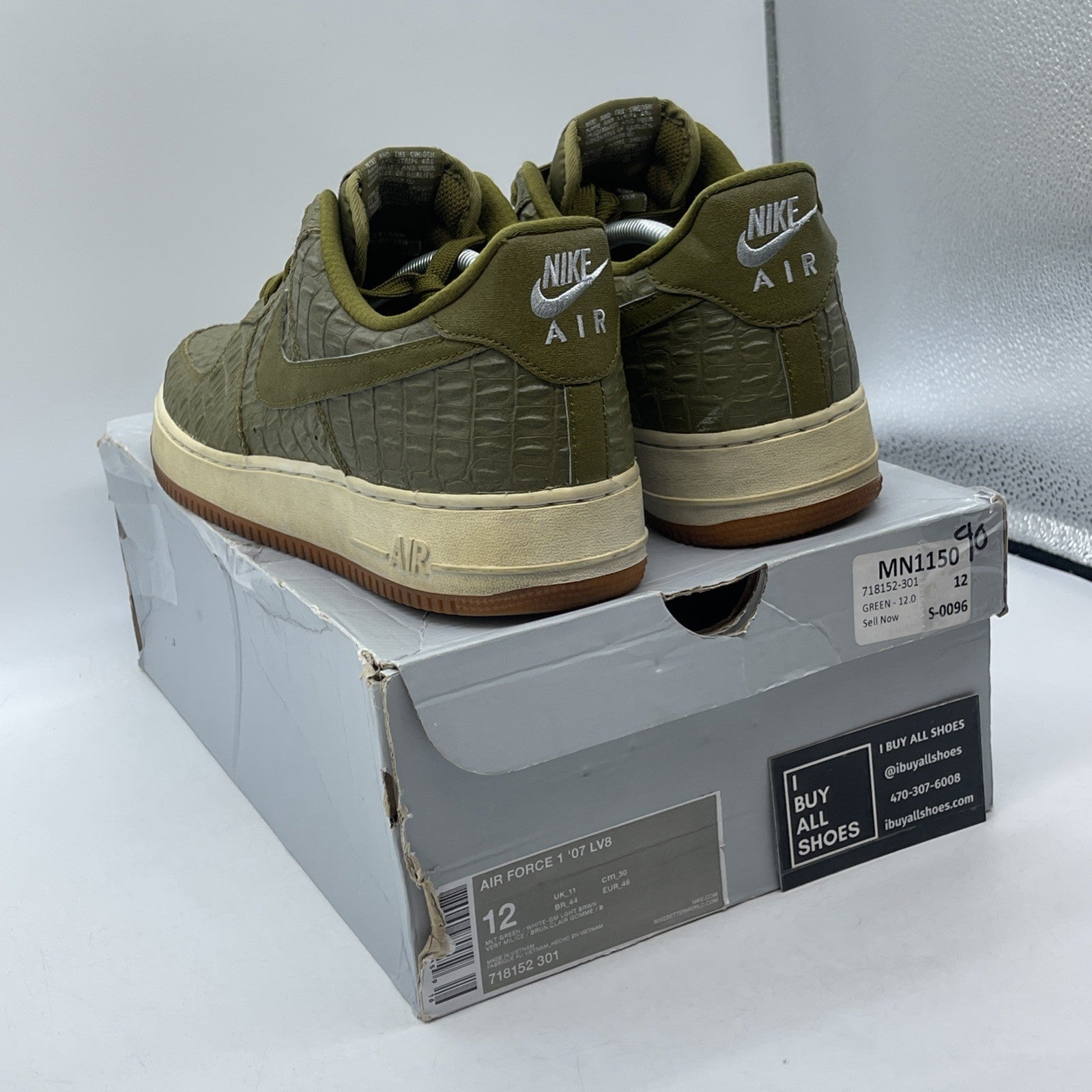 Size 12 - Nike Air Force 1 '07 LV8 Low Militia Green Leather (718152-301)