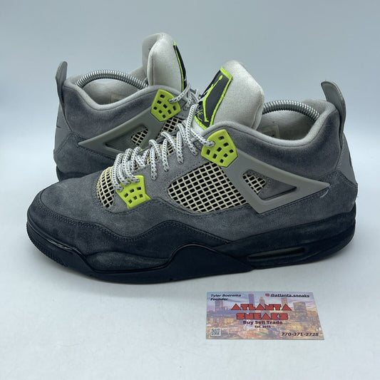 Size 12 - Jordan 4 Retro SE Mid Neon 95 Black Grey Suede Leather (CT5342-007)