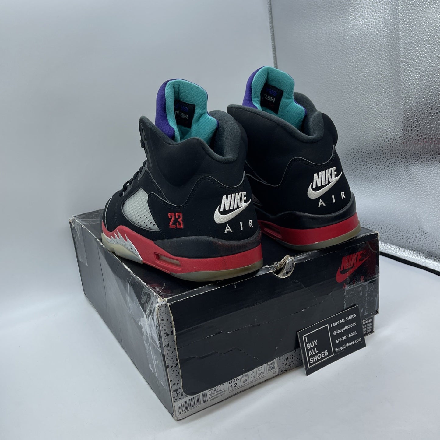 Size 12 - Jordan 5 Retro Top 3 Black Red Silver Suede (CZ1786-001)