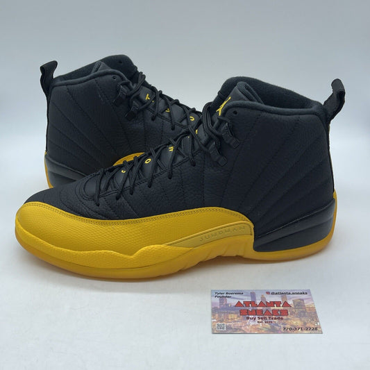 Size 12 - Jordan 12 Retro University Gold 2020 Yellow Black Leather (130690-070)