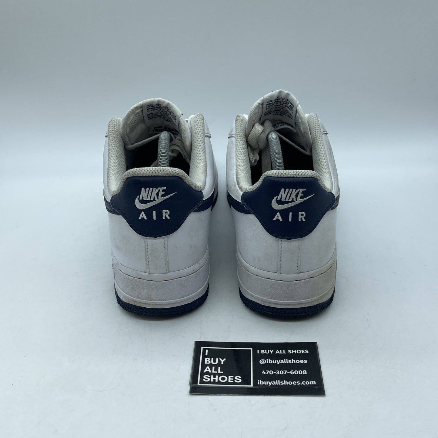 Size 10 - Nike Air Force 1 '07 White Midnight Navy White Leather (FJ4146-104)