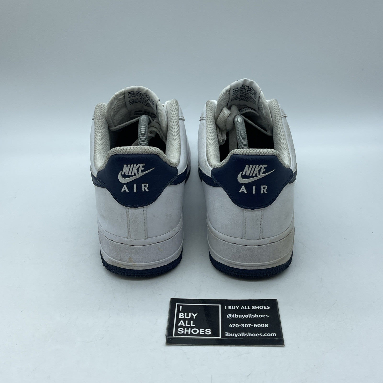 Size 10 - Nike Air Force 1 '07 White Midnight Navy White Leather (FJ4146-104)