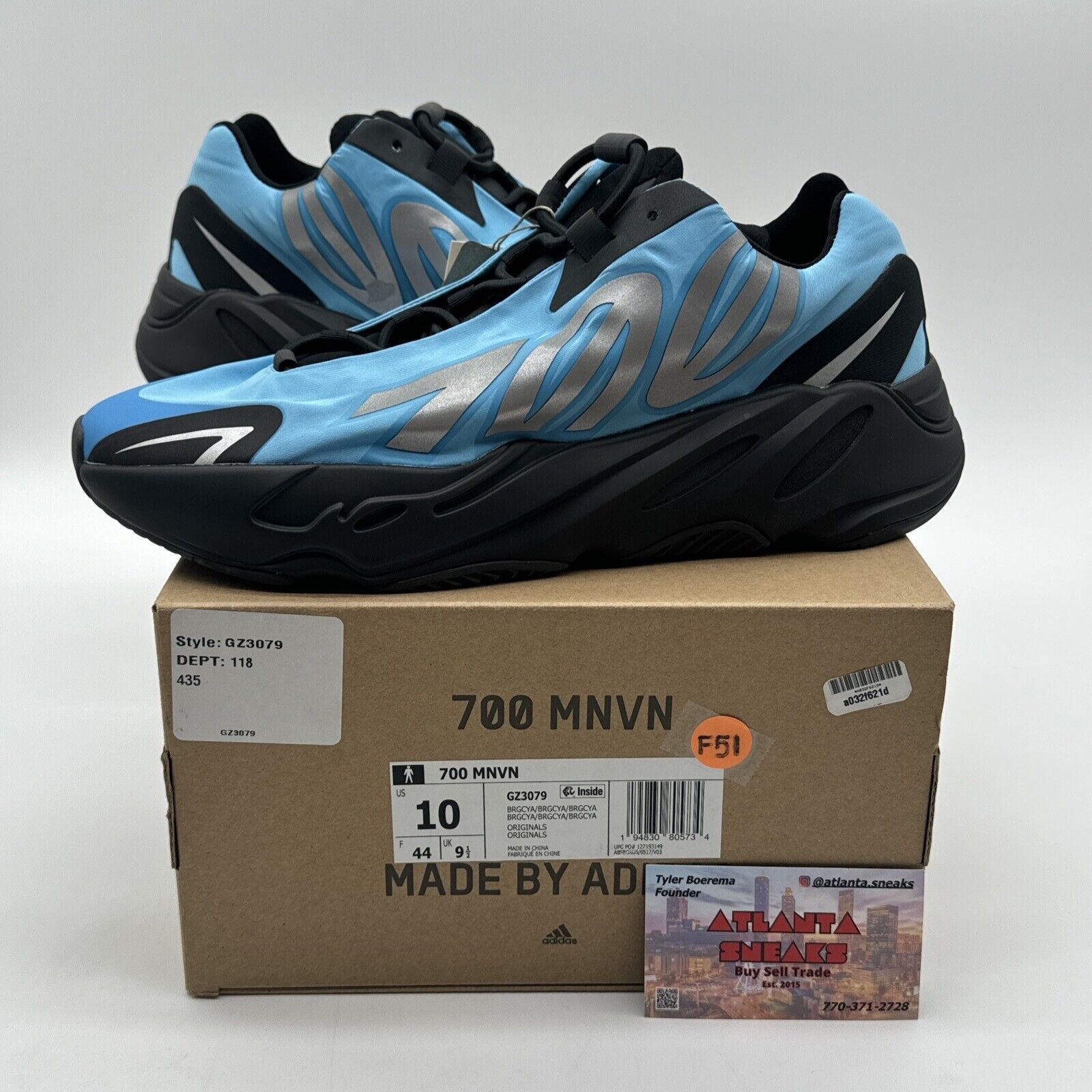 Size 10 - adidas Yeezy Boost 700 MNVN Bright Cyan Blue With Boost Kanye Approved