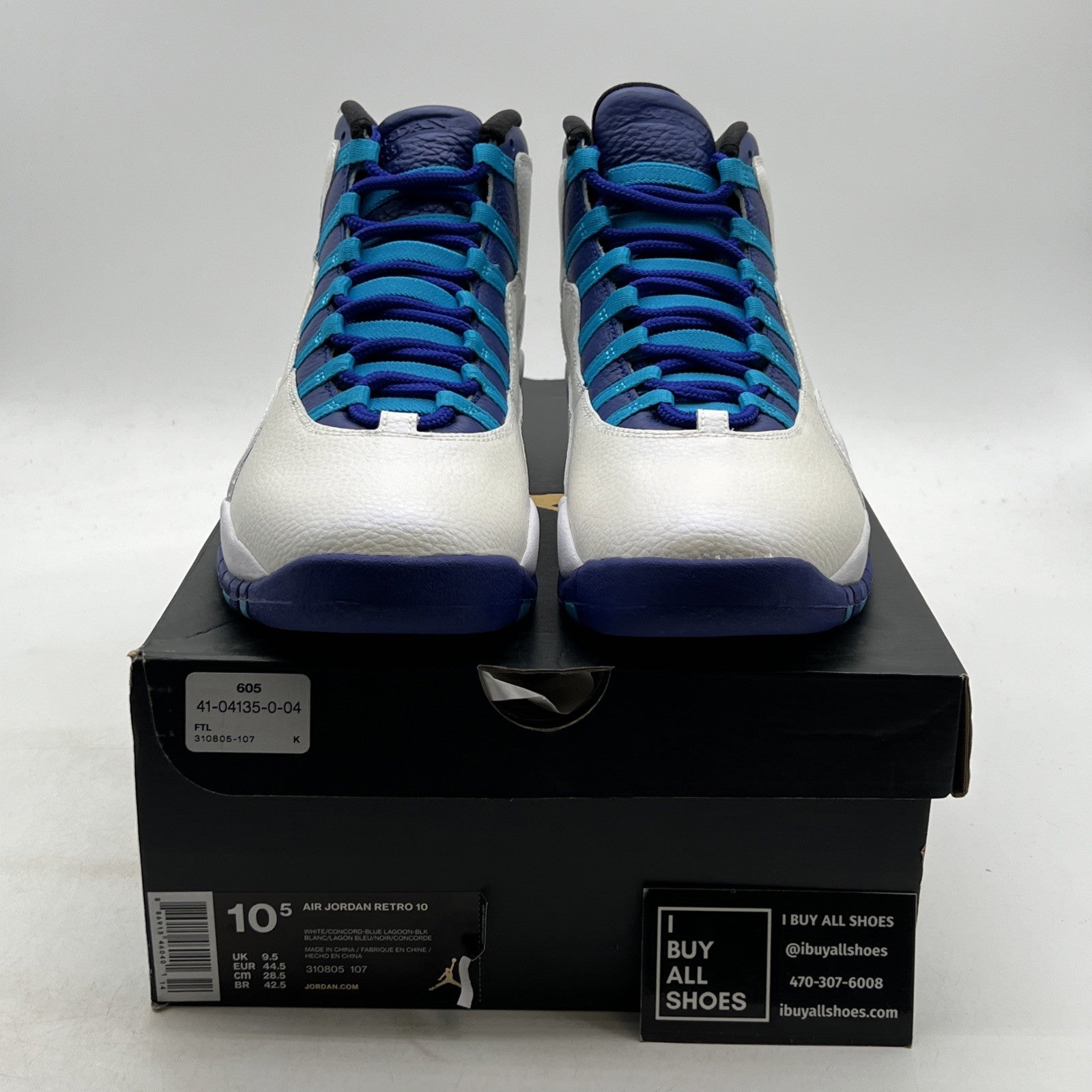 Size 10.5 - Air Jordan 10 Retro Charlotte Hornets (310805-107)