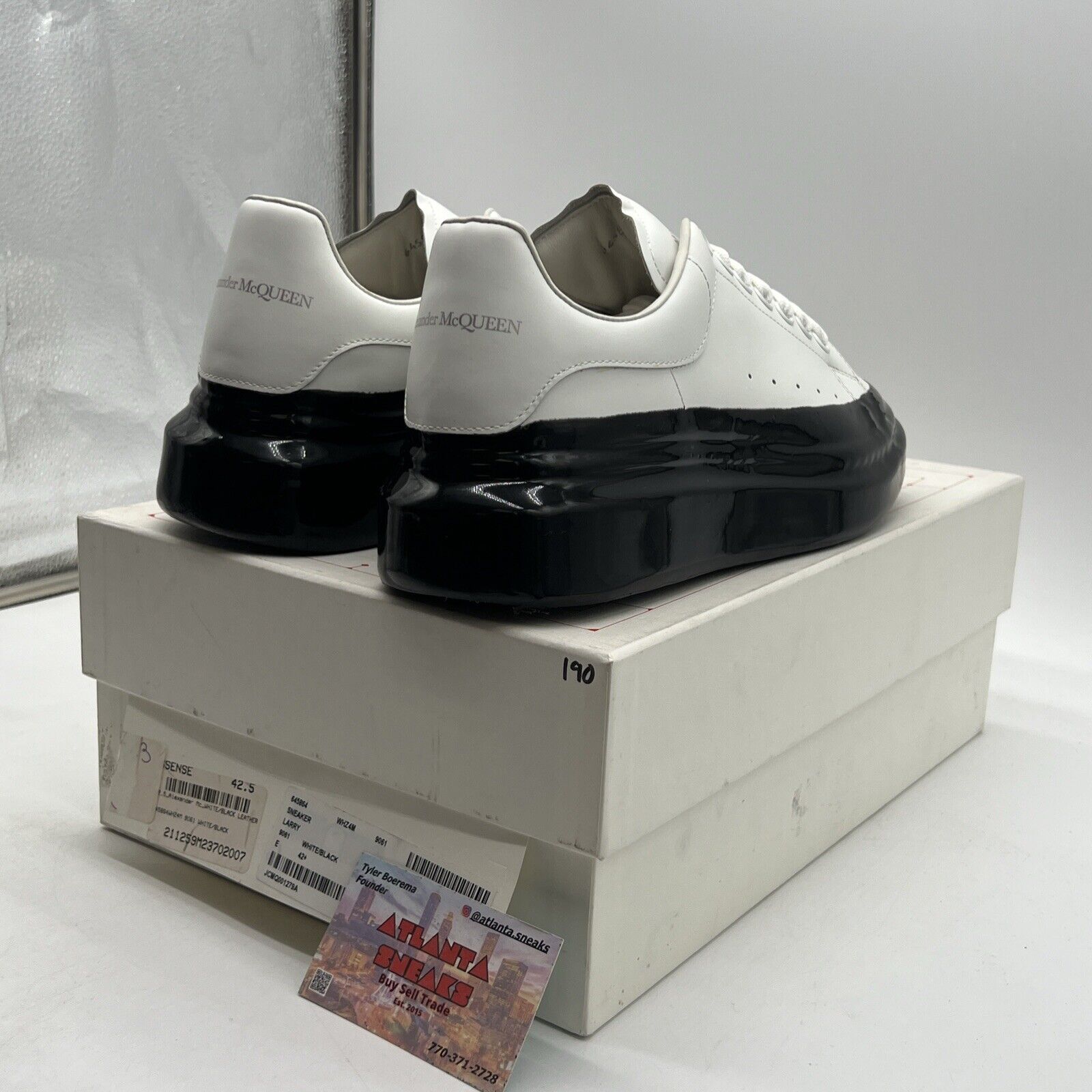 Size 9.5 - Alexander McQueen Oversized Sneaker White Black (645864-WHZ4M-9061)