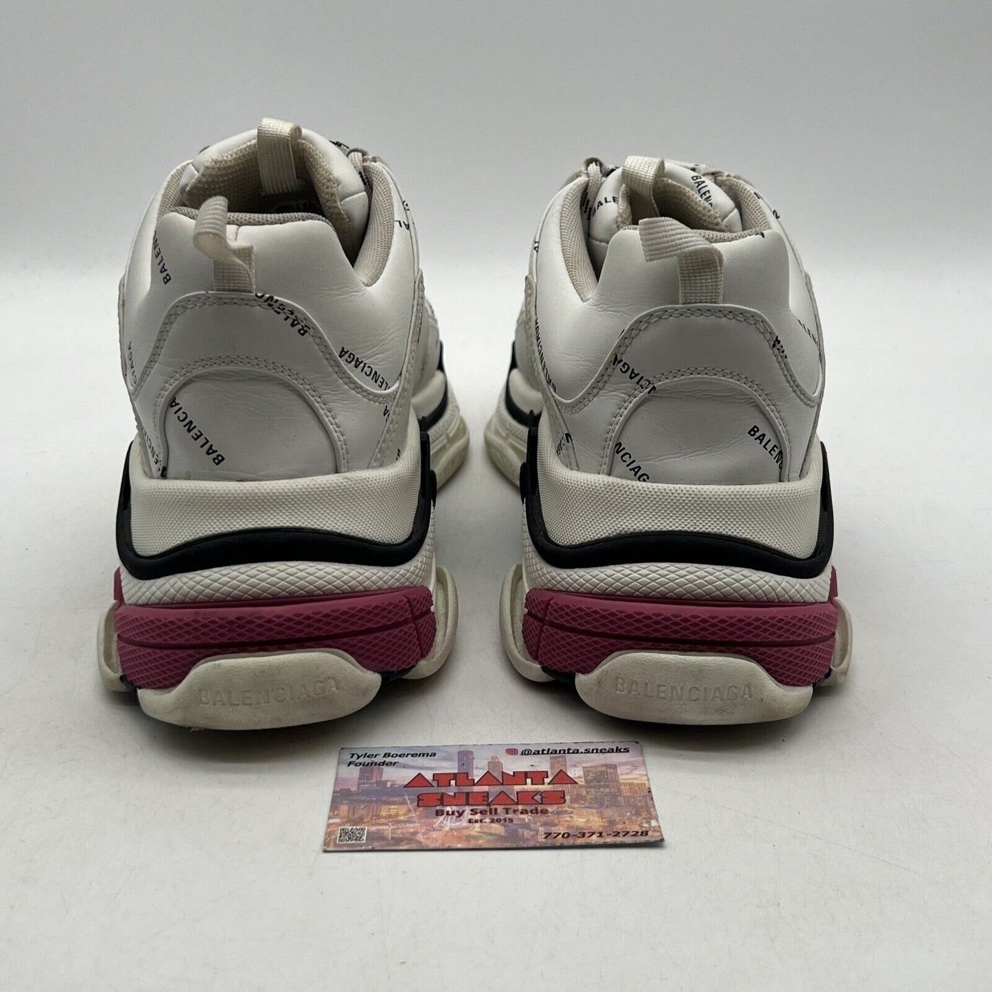 Size 12 - Balenciaga Triple S All Over Logo White Black Pink Sneakers